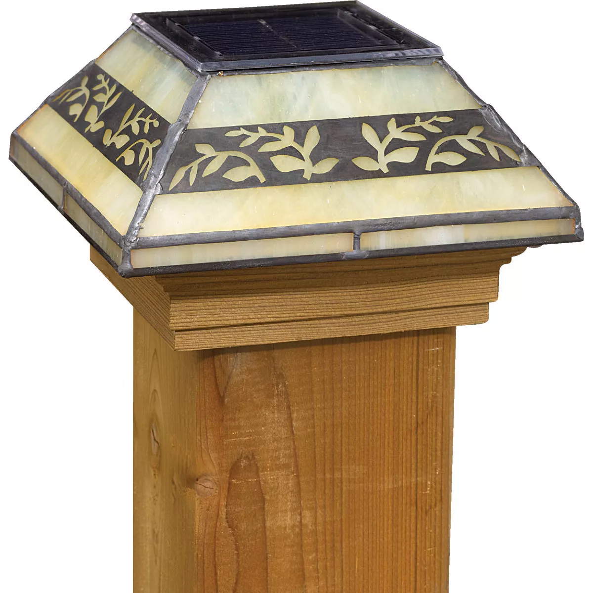 Deckorators 4 In. x 4 In. Glass Top, Cedar Base Press-On Post Cap