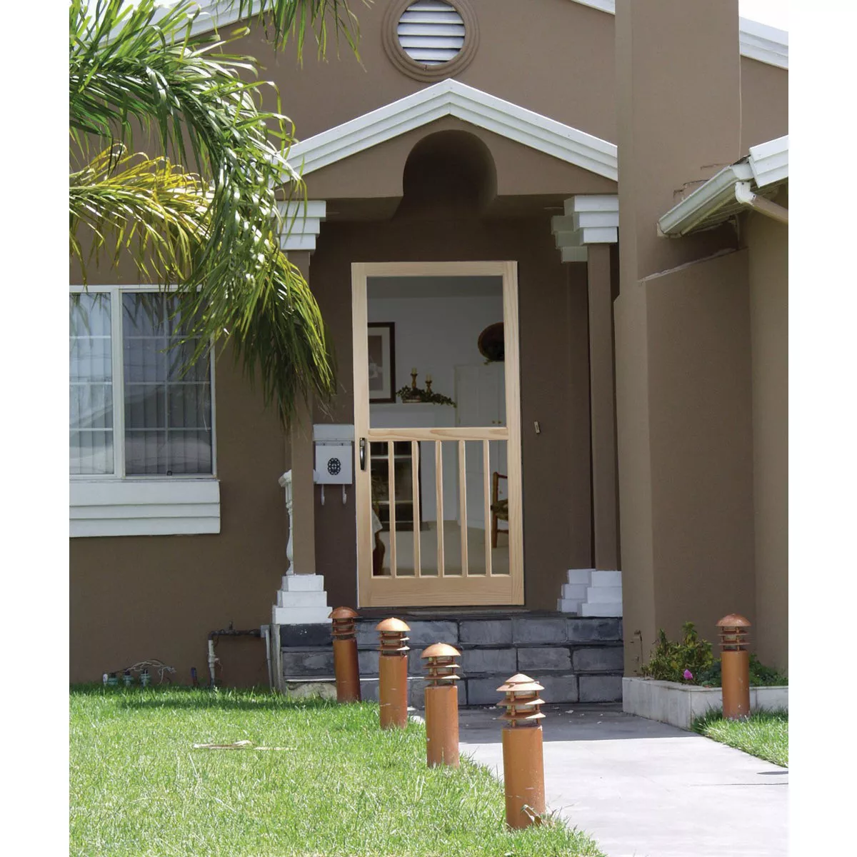Snavely Kimberly Bay 32 In. W x 80 In. H x 1-1/8 In. Thick Stainable Natural 5-Bar Wood Screen Door - photo 2
