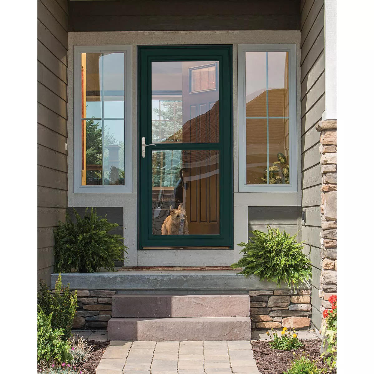 Larson Easy Vent 146 Series 36 In. W x 81 In. H x 1-7/8 In. Thick Green Full View Aluminum Storm Door - photo 2