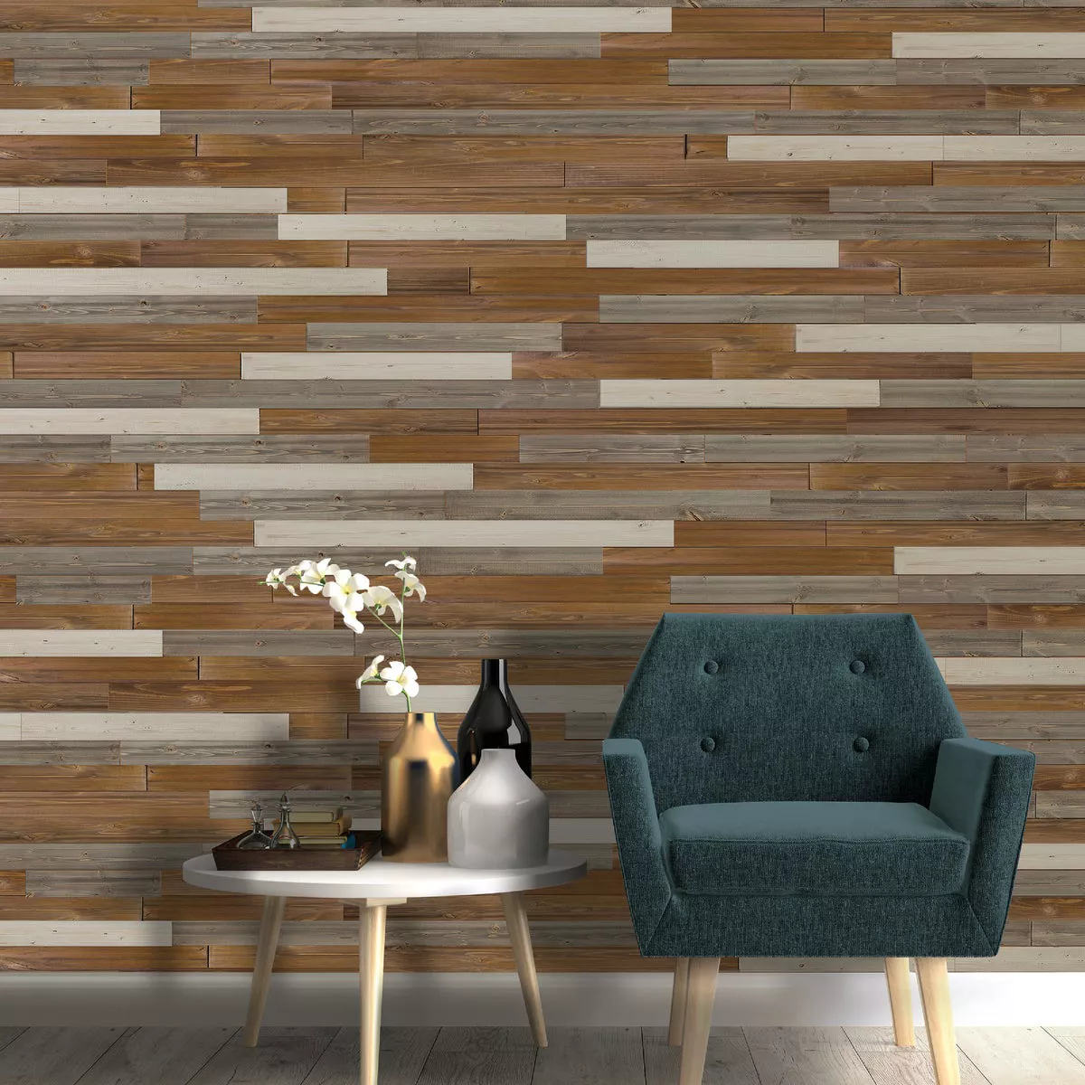 Global Product Sourcing 3-1/2 In. W. x 1/4 In. Thick Solid Wood Gray Reclaimed Wood Wall Plank - photo 3