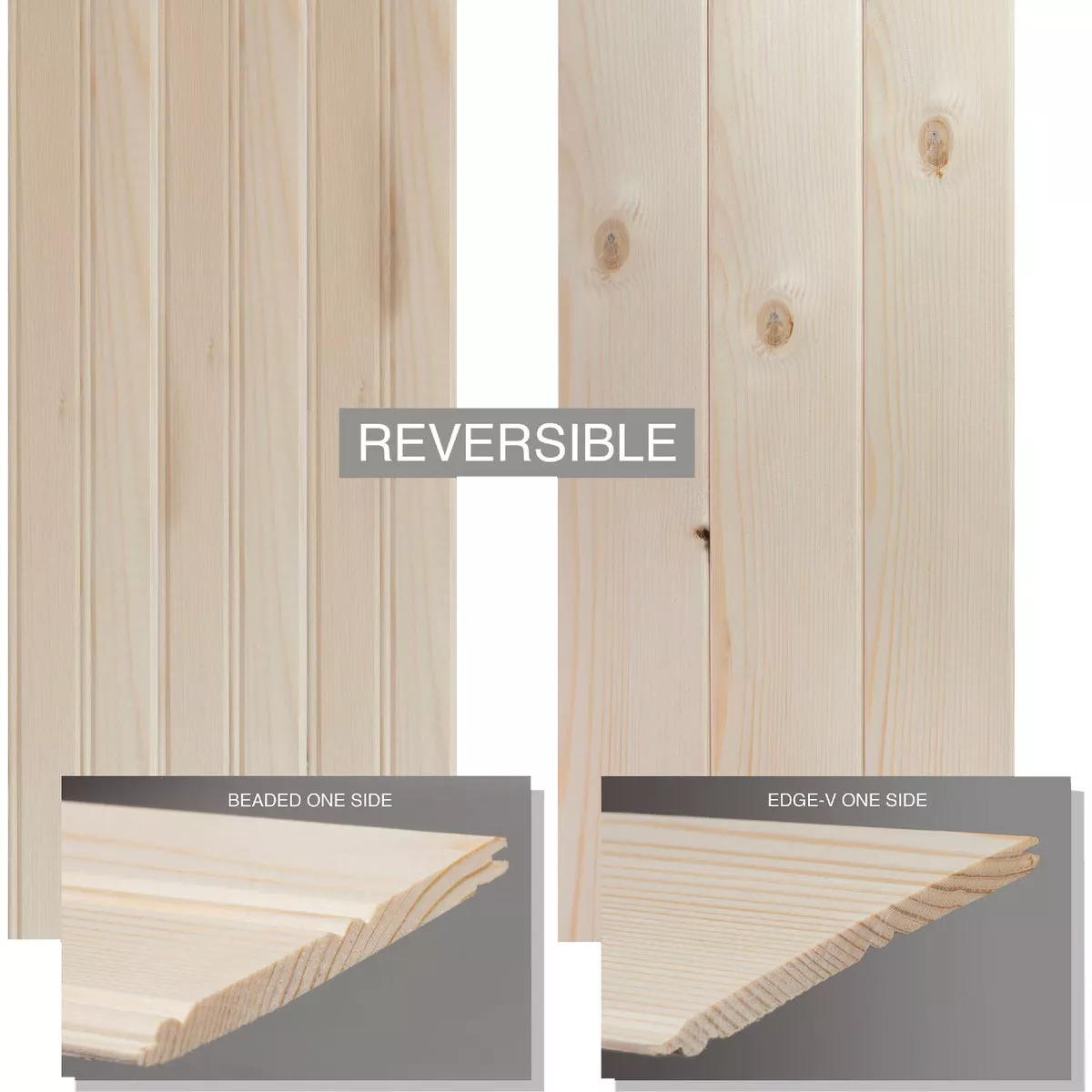 Global Product Sourcing 3-1/2 In. W. x 8 Ft. L. x 5/16 In. Thick Knotty Pine Reversible Profile Wall Plank (6-Pack) - photo 4