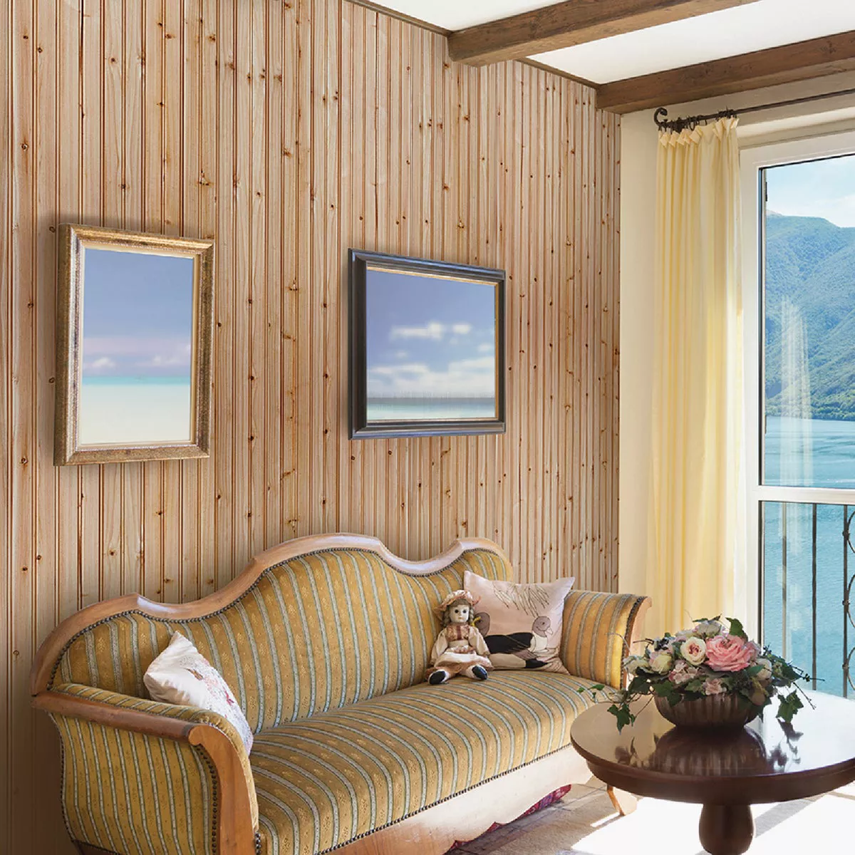 Global Product Sourcing 3-1/2 In. W. x 8 Ft. L. x 5/16 In. Thick Knotty Cedar Reversible Profile Wall Plank (6-Pack) - photo 2