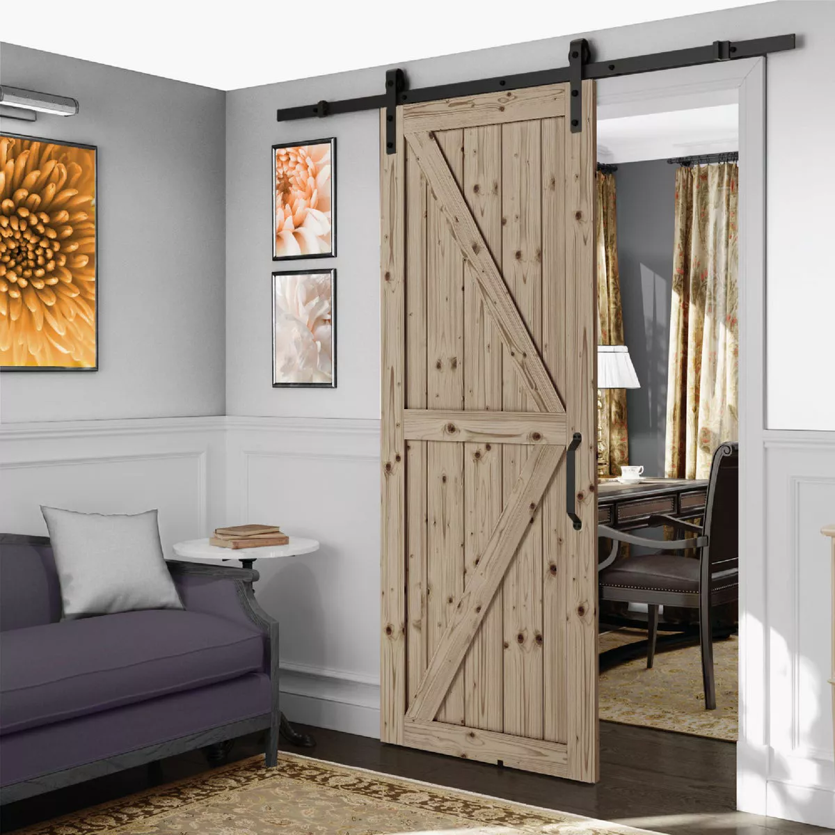 Colonial Elegance Artisan 37 In. x 84 In. x 1.38 In. K-Style Unfinished Barn Door Kit - photo 2