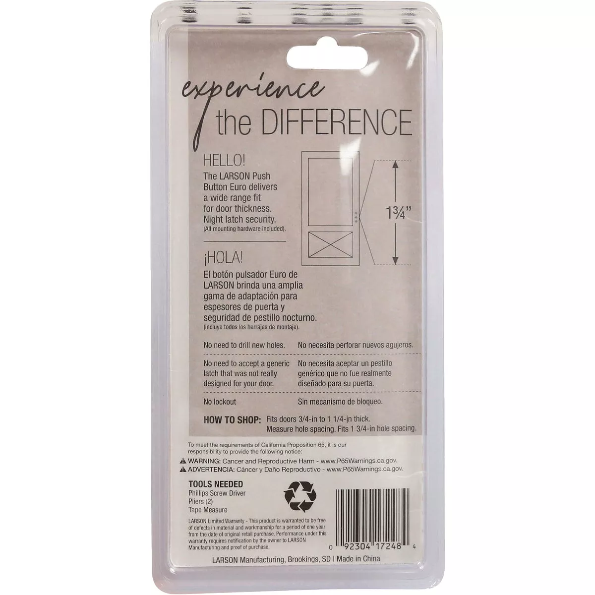 Larson Euro White Push Button Door Latch - photo 3