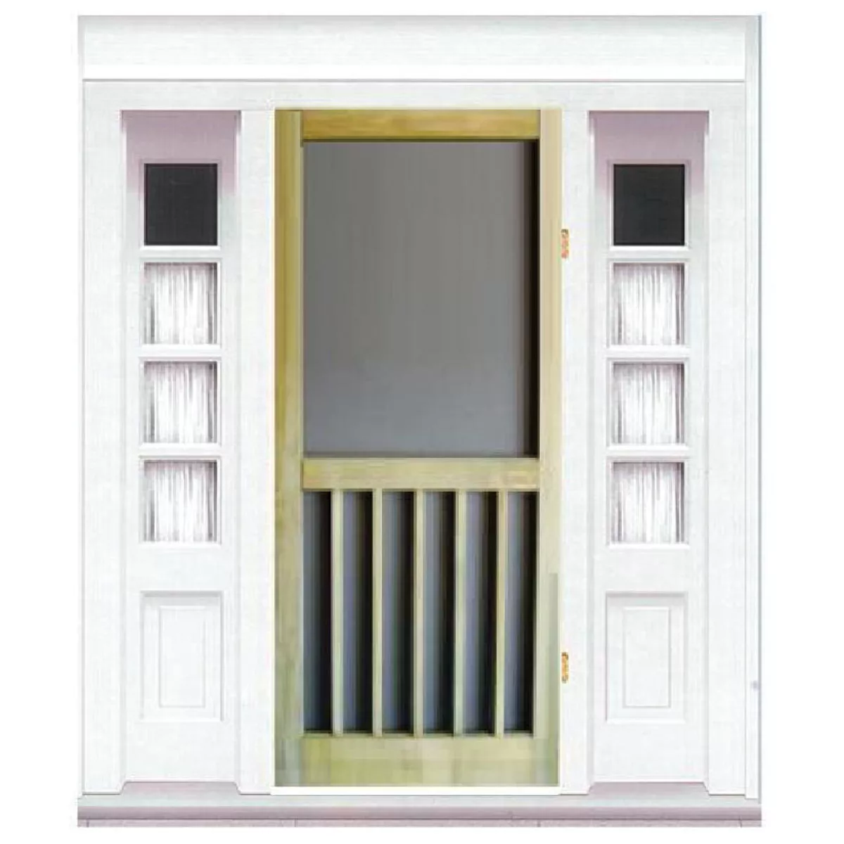 Snavely Kimberly Bay 32 In. W x 80 In. H x 1-1/8 In. Thick ACQ Treated Natural Finger Joint Pine Stiles & Rails 5-Bar Screen Door - photo 2