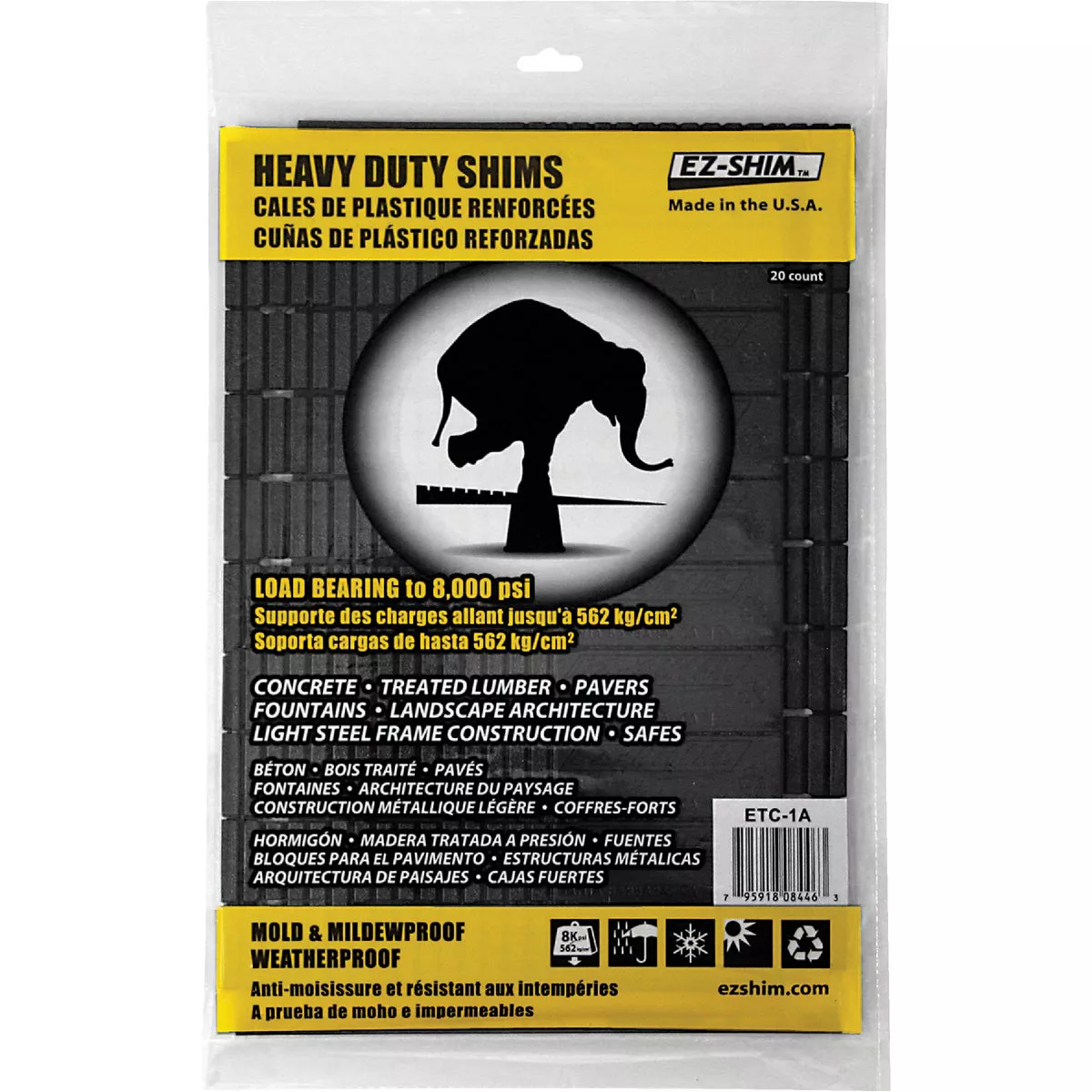 EZ-Shim 8 In. L Plastic Heavy-Duty Shim (20-Count)