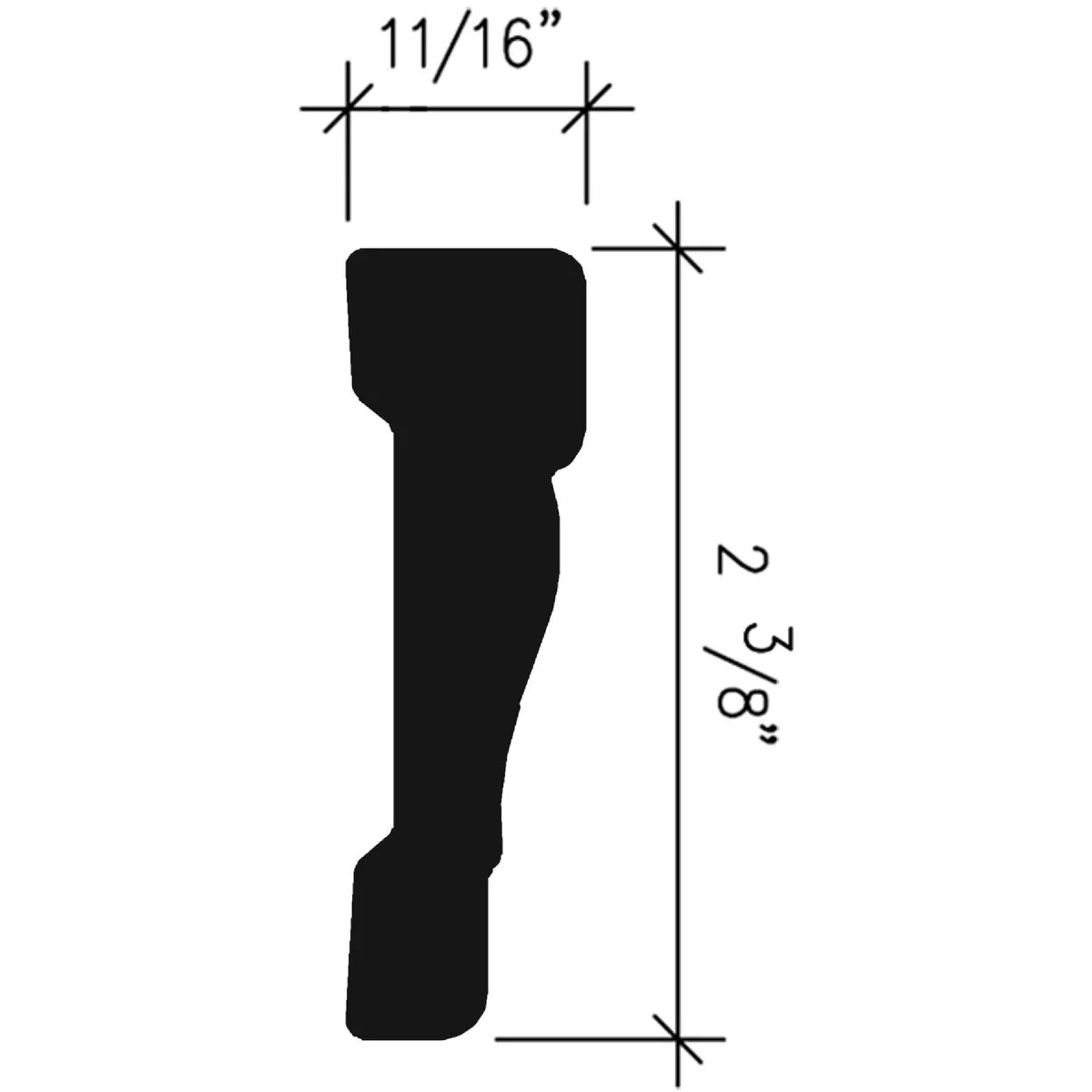 Inteplast Building Products 11/16 In. W. x 2-3/8 In. H. x 7 Ft. L. Crystal White Polystyrene Colonial Casing - photo 4
