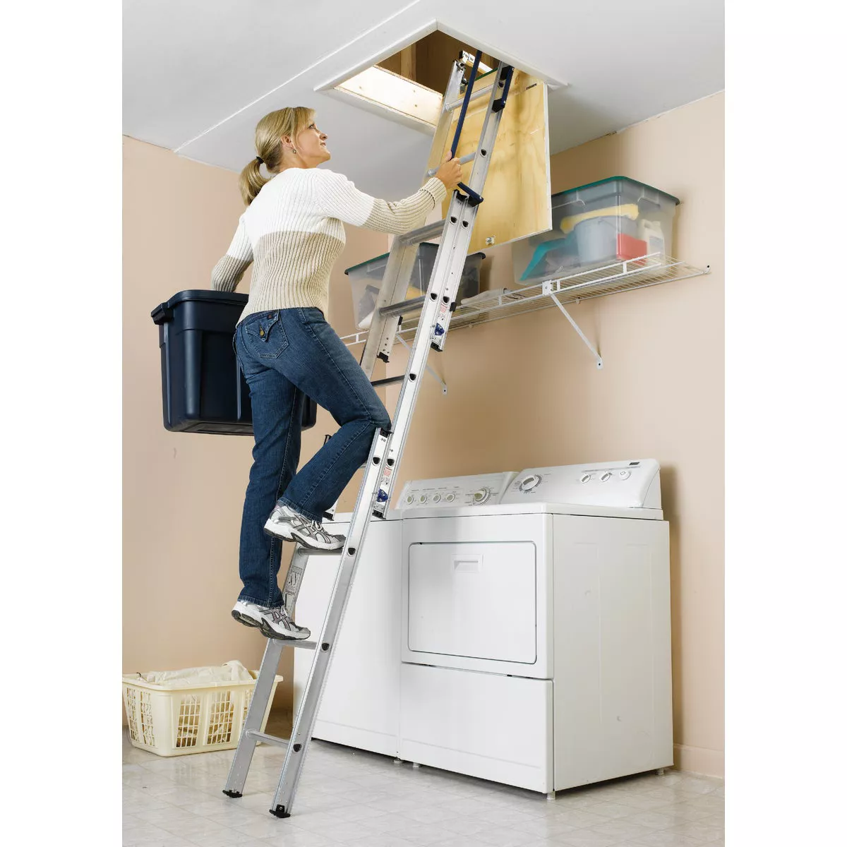 Werner Universal 7 Ft. to 9 Ft.10 In. 18 In. x 24 In. Aluminum Attic Stairs, 250 Lb. Load - photo 3