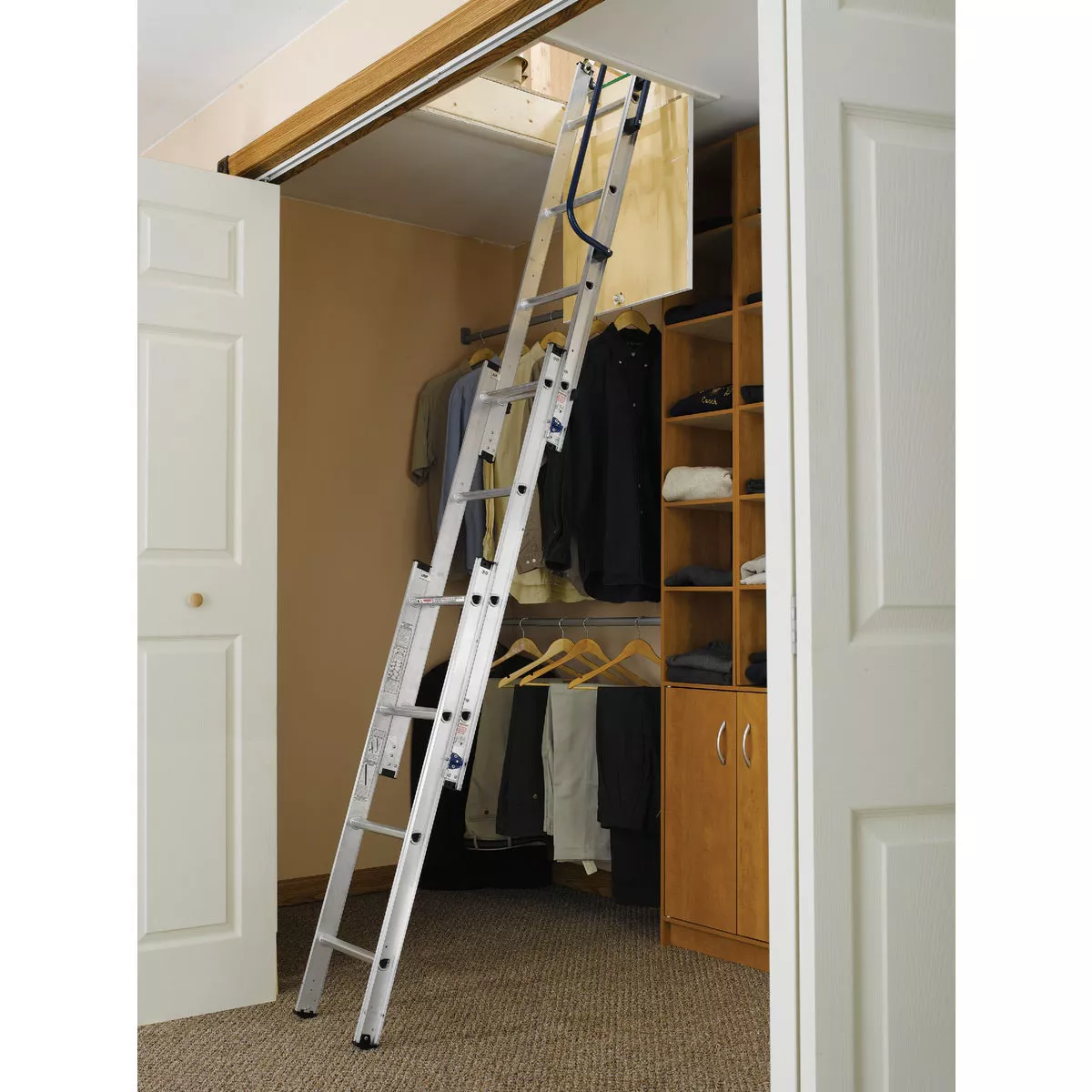 Werner Universal 7 Ft. to 9 Ft.10 In. 18 In. x 24 In. Aluminum Attic Stairs, 250 Lb. Load - photo 4