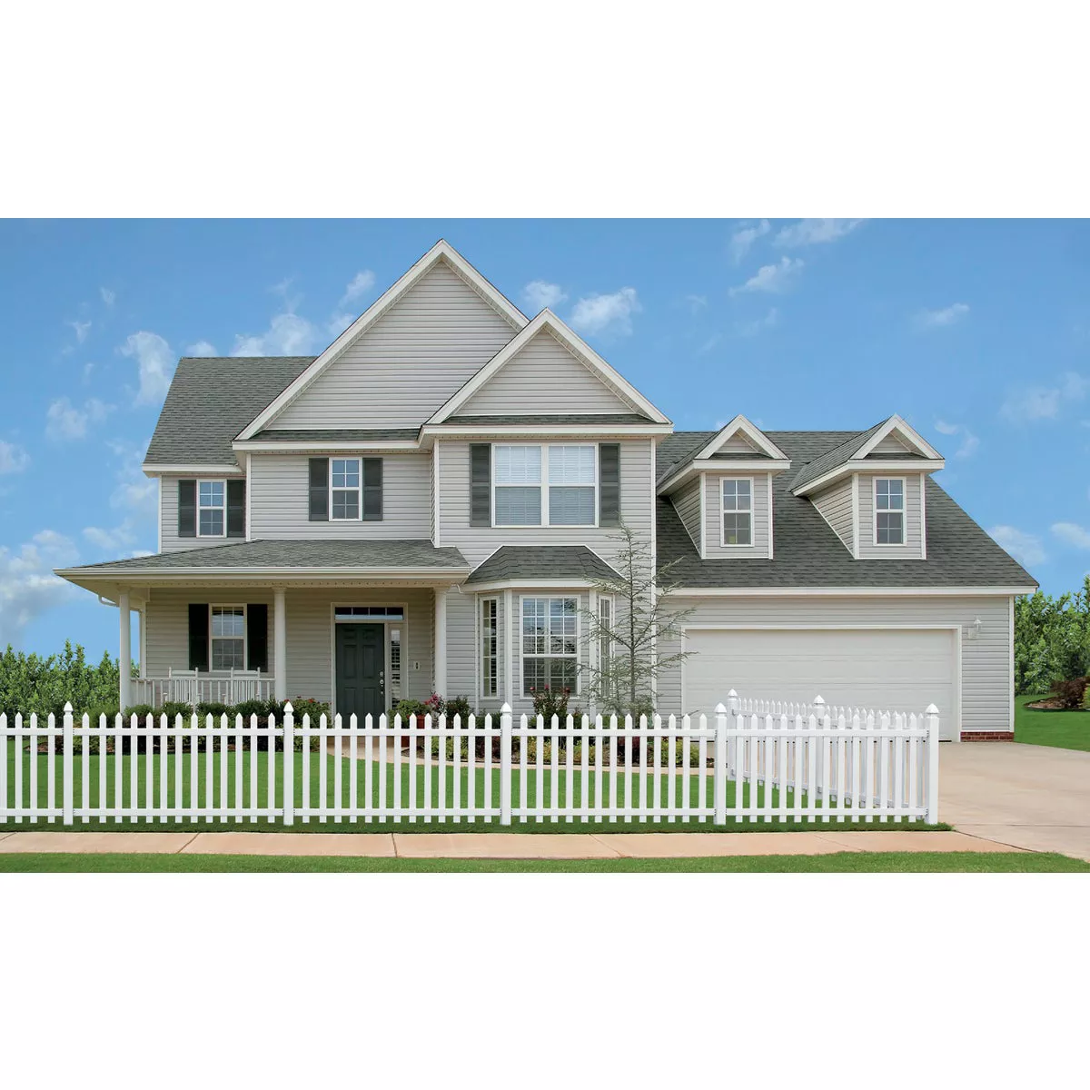 Outdoor Essentials 4 Ft. H. x 8 Ft. L. Spaced White Vinyl Picket Fence - photo 5