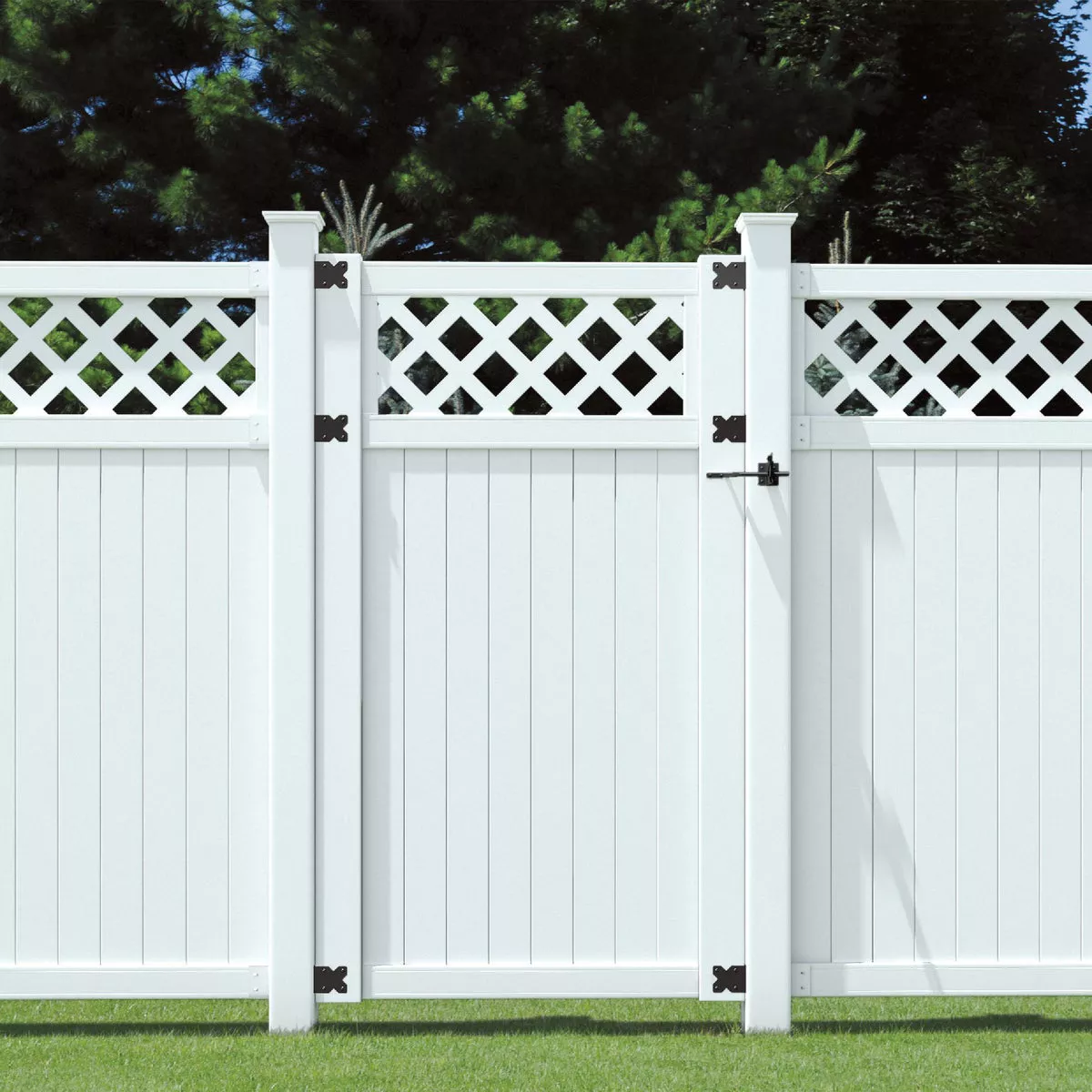Outdoor Essentials 41-1/2 In. W. x 6 Ft. H. Lattice-Top White Vinyl Privacy Gate - photo 2