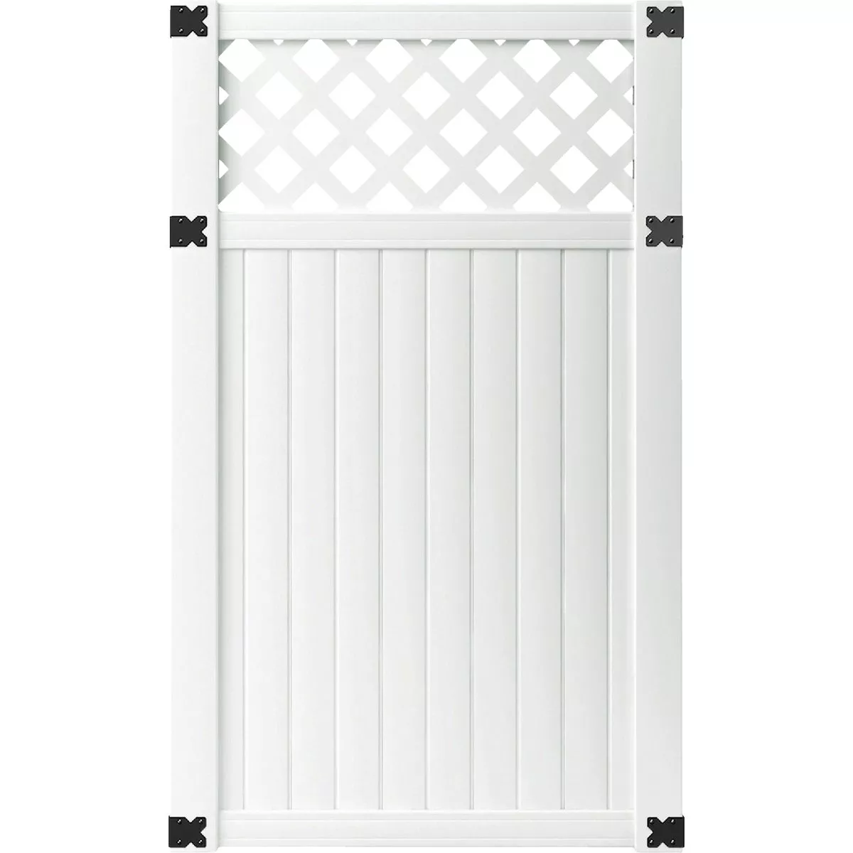 Outdoor Essentials 41-1/2 In. W. x 6 Ft. H. Lattice-Top White Vinyl Privacy Gate - photo 3