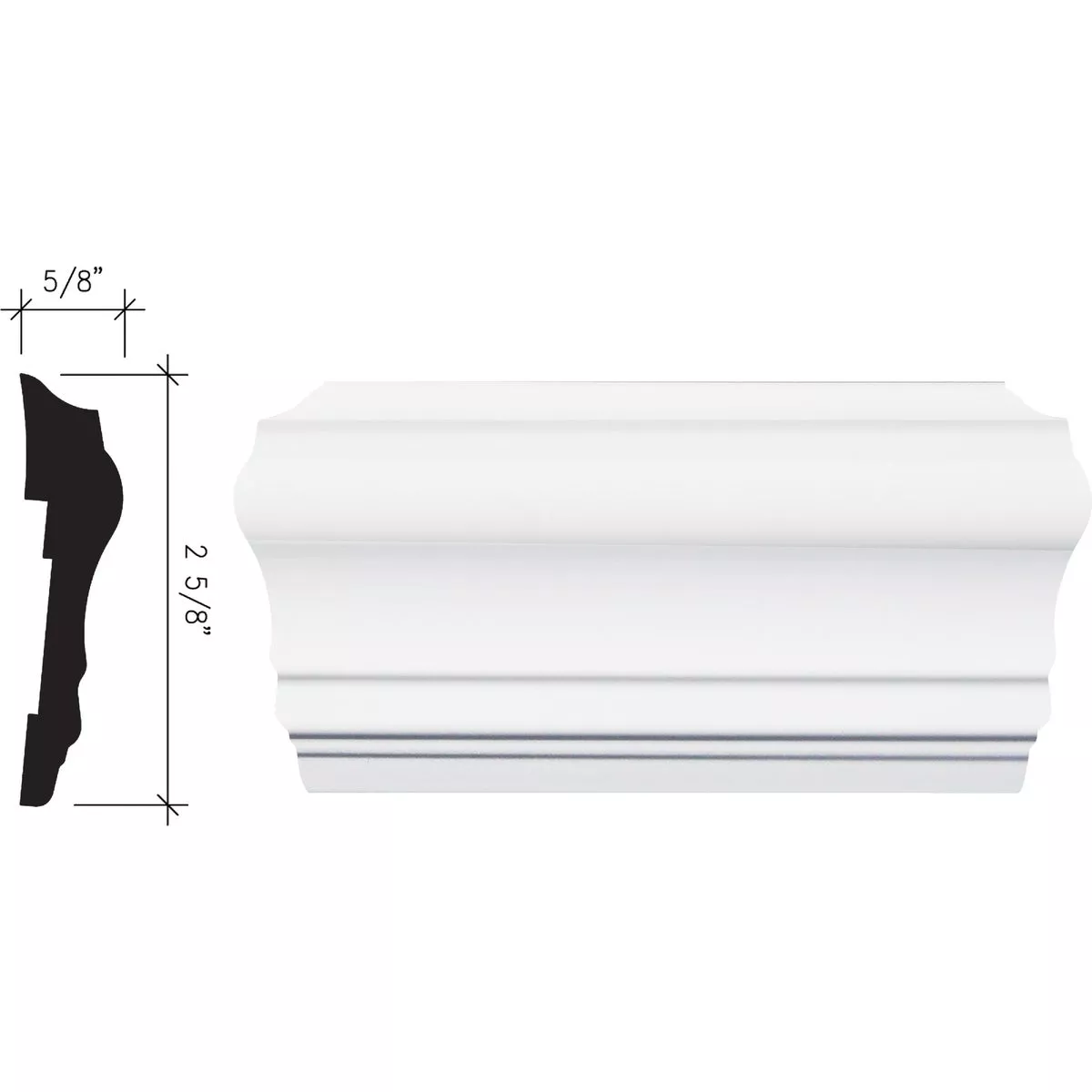 Inteplast Building Products 5/8 In. x 2-5/8 In. x 8 Ft. Crystal White Polystyrene Chair Rail Molding