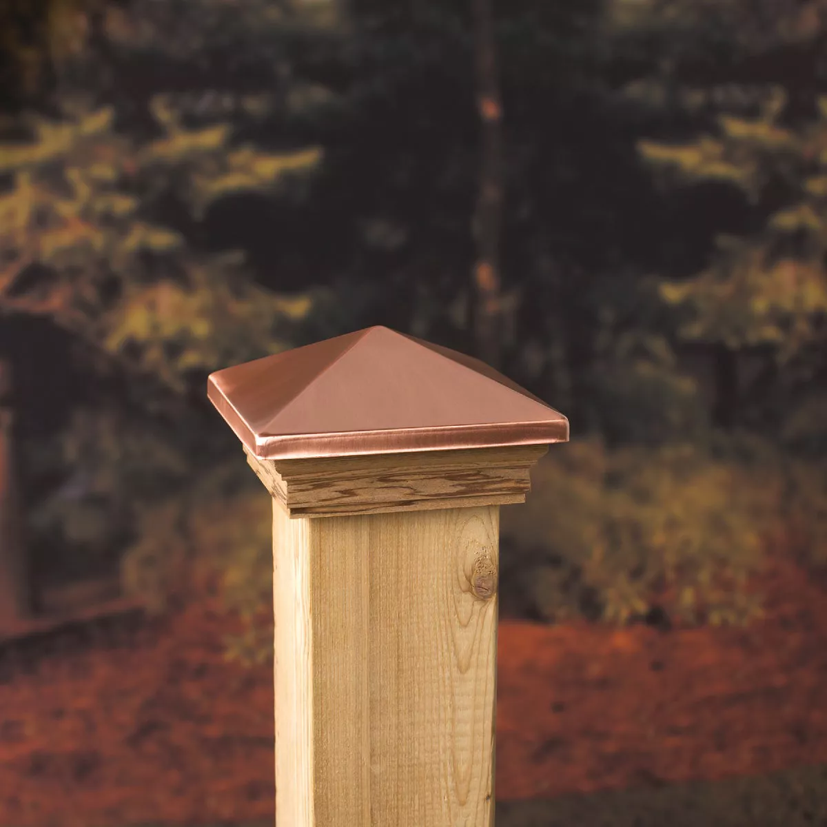 Deckorators 4 In. x 4 In. Plastic Top, Pressure Treated Pine Base Press-On Post Cap - photo 2
