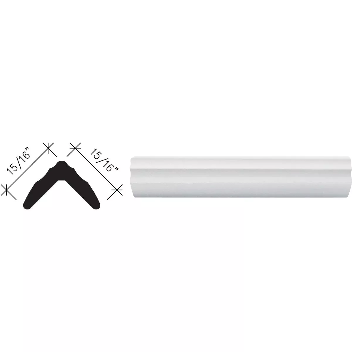 Inteplast Building Products 15/16 In. W. x 15/16 In. H. x 8 Ft. L. Crystal White Sculpted Outside Corner Molding
