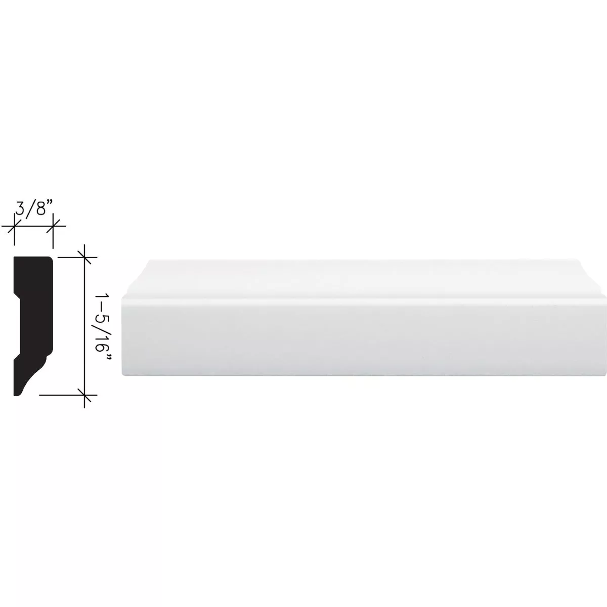 Inteplast Building Products 3/8 In. W. x 1-5/16 In. H. x 7 Ft. L. Crystal White Polystyrene Stop Molding