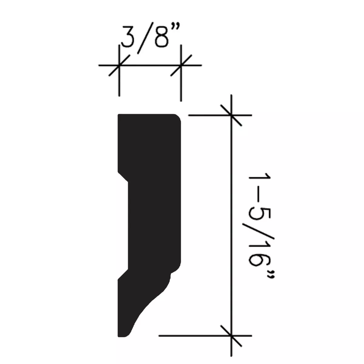 Inteplast Building Products 3/8 In. W. x 1-5/16 In. H. x 7 Ft. L. Crystal White Polystyrene Stop Molding - photo 4