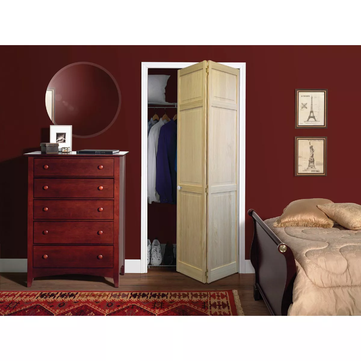 Jeld Wen 24 In. W. x 80 In. H. Pine 3-Panel Natural Color Bifold Door - photo 2