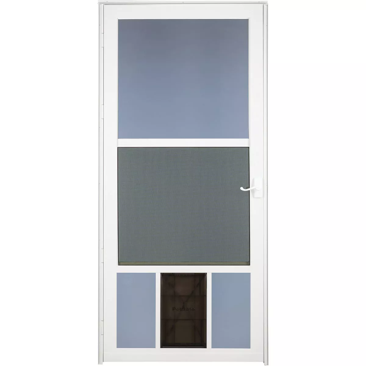 Larson Metal-Tech 32 In. W x 81 In. H x 1-1/4 In. Thick White Classic View Storm Door With Pet Door