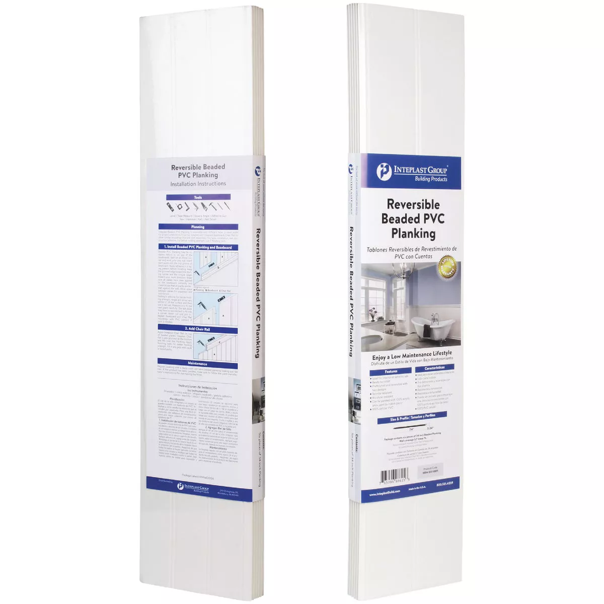 Inteplast Building Products 7-1/2 In. x 1/4 In. H. x 34 In. L. White PVC Reversible Beaded Wainscot Kit (6-Pack) - photo 2