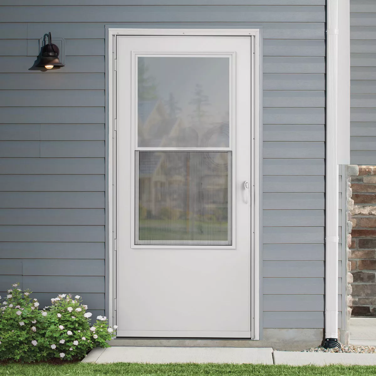 Larson 32 In. W x 80 In. H x 1 In. Thick White Self-Storing Vinyl Storm Door - photo 4