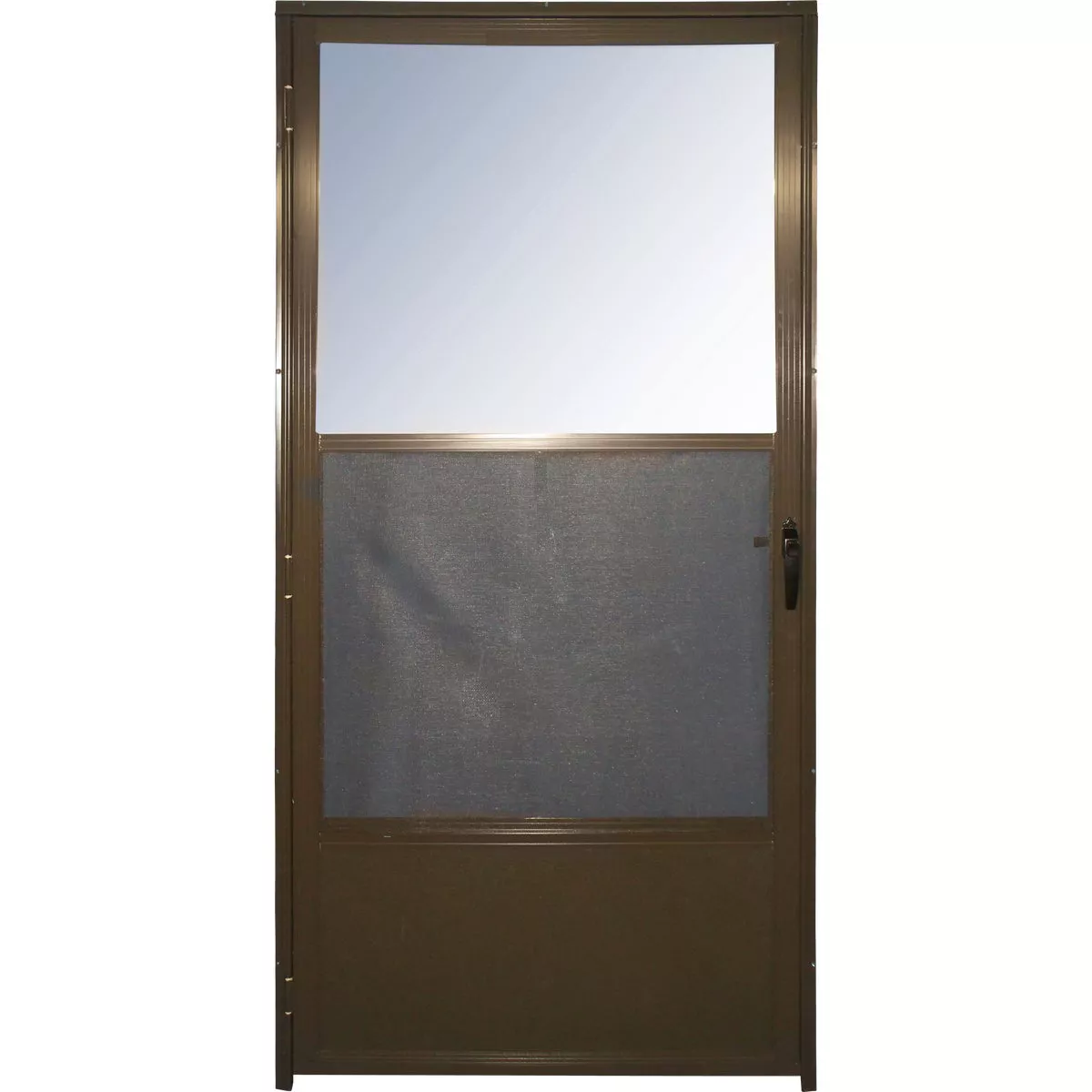 Croft Imperial Style 32 In. W x 80 In. H x 1 In. Thick Right Hinge Bronze Self-Storing Aluminum Storm Door