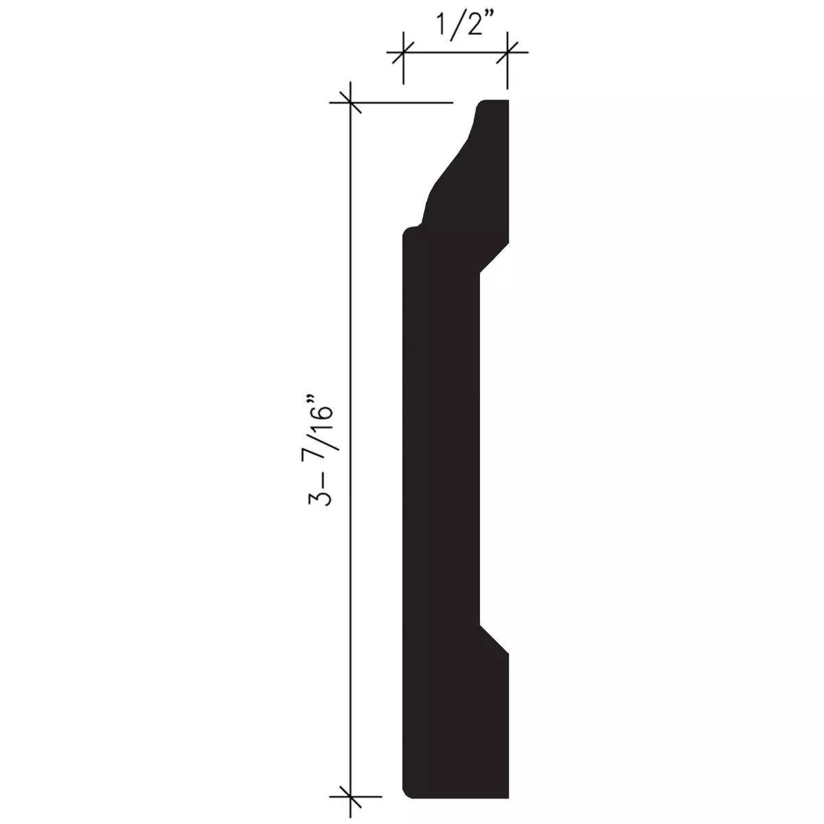 Inteplast Building Products 1/2 In. W. x 3-7/16 In. H. x 8 Ft. L. Ultra Oak Polystyrene Colonial Base Molding - photo 4