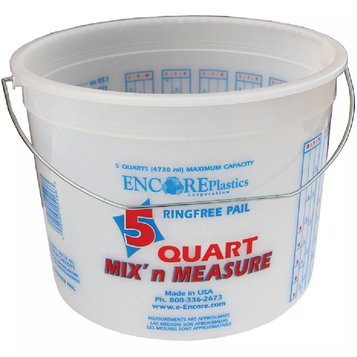 Encore Plastics Mix 'N Measure 5 Qt. Plastic Mixing & Storage Container with Handle,150-791-