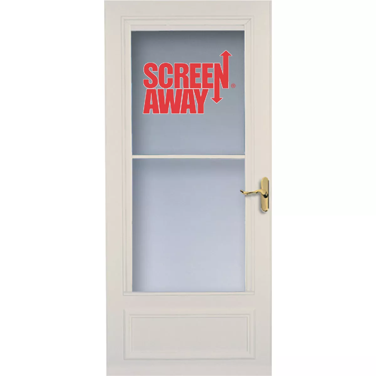 Larson Screenaway Lifestyle 36 In. W x 80 In. H x 1 In. Thick Almond Mid View DuraTech Storm Door