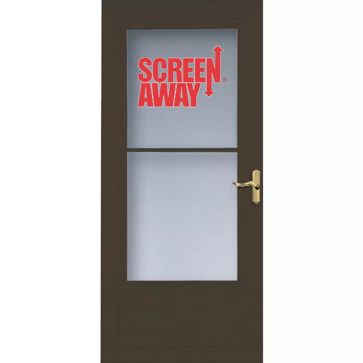Larson Screenaway Lifestyle 36 In. W x 80 In. H x 1 In. Thick Brown Mid View DuraTech Storm Door