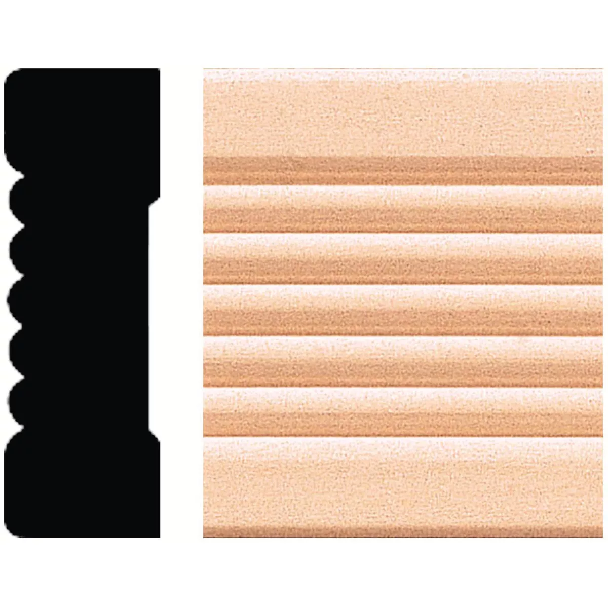 House of Fara 21/32 In. W. x 2-1/4 In. H. x 8 Ft. L. Natural Hardwood Fluted Wood Casing