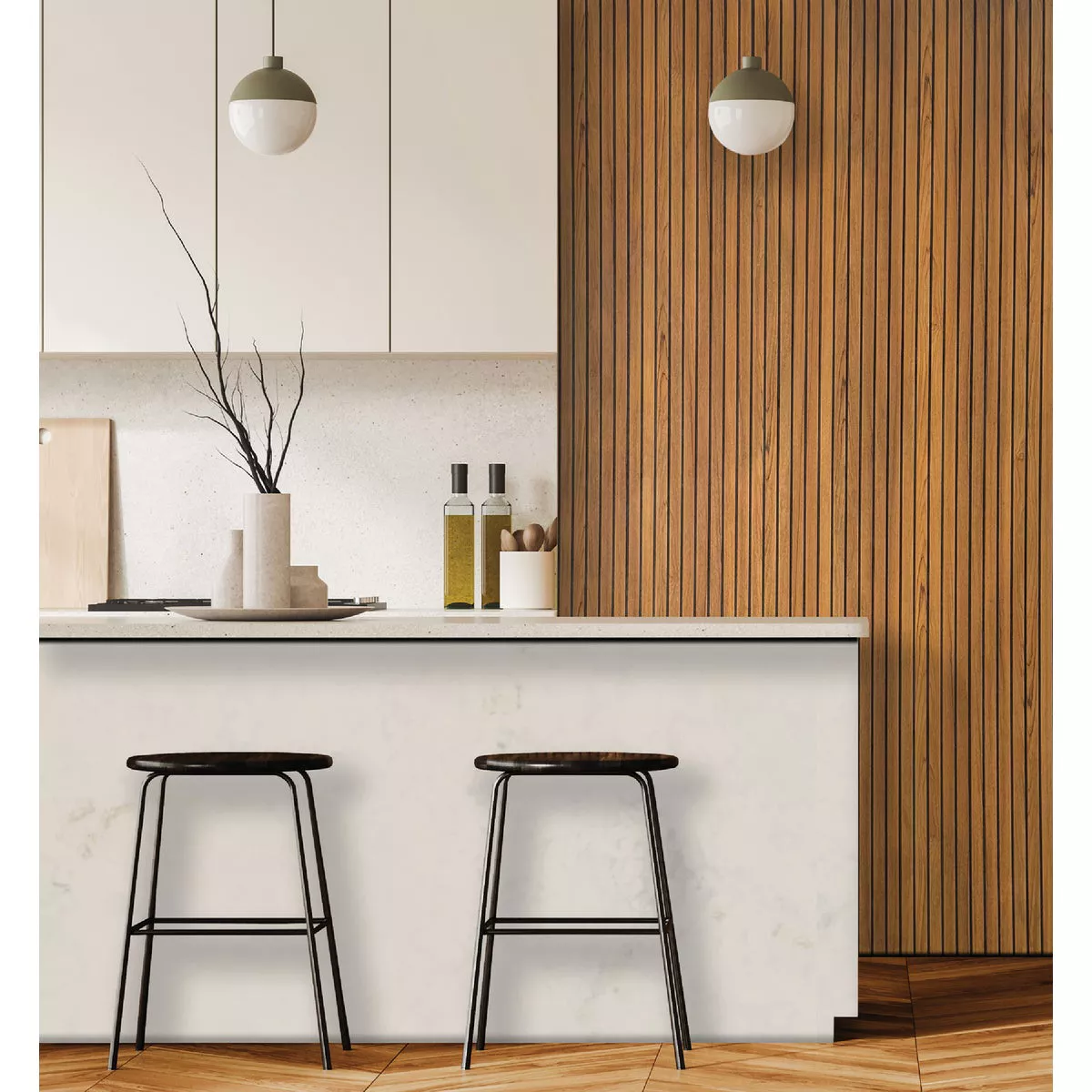 American Pacific 1/4 In. x 4 Ft. x 8 Ft. Fluted Teak Wall Paneling | Do it  Best, image size:1200x1200