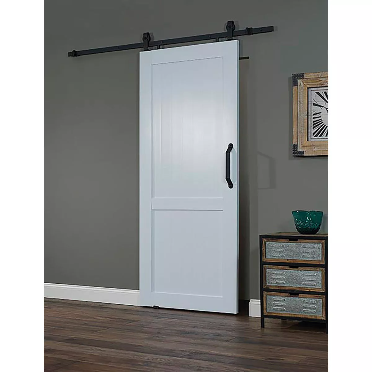 Millbrooke 36 In. x 84 In. x 1.3 In. H-Style White PVC Barn Door Kit - photo 2