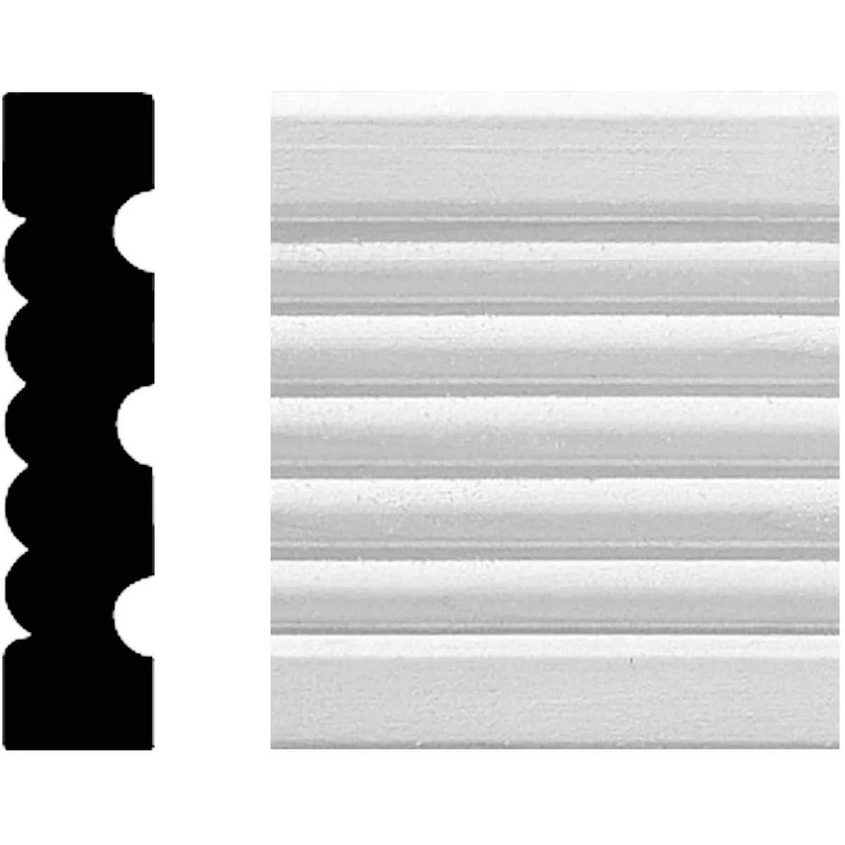 House of Fara 3/4 In. W. x 3-1/4 In. H. x 8 Ft. L. White MDF Fluted Casing Molding