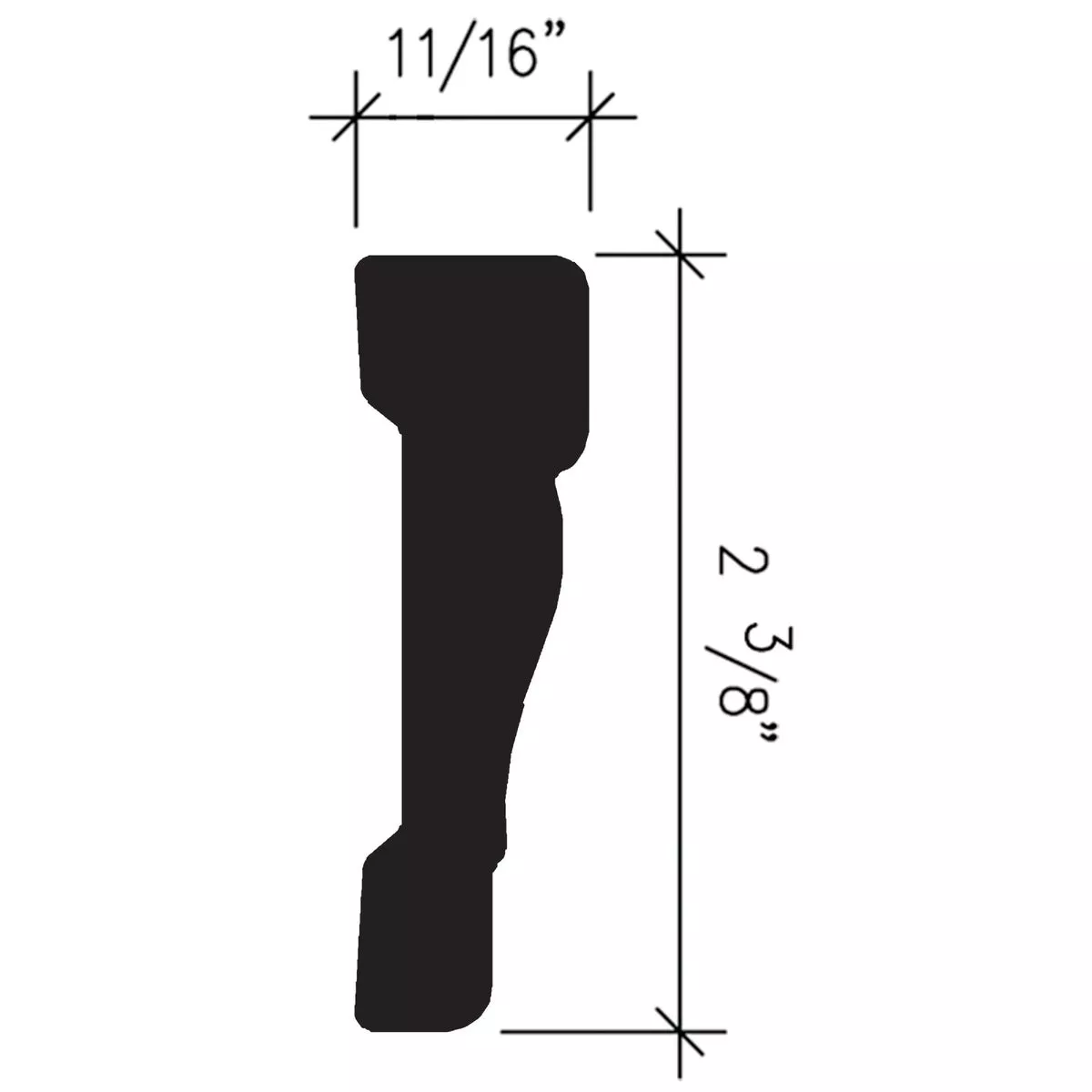 Inteplast Building Products 11/16 In. W. x 2-3/8 In. H. x 7 Ft. L. Ultra Oak Polystyrene Colonial Casing - photo 4