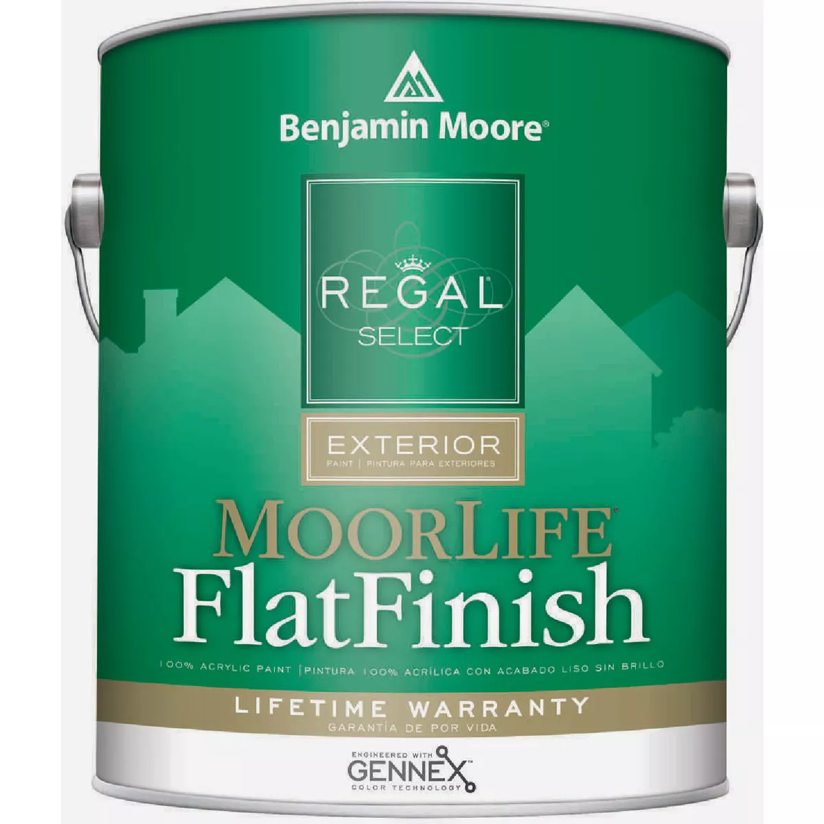Benjamin Moore Regal Select MoorLife Acrylic Latex Flat Exterior House Paint, Brilliant White, 1 Gal.