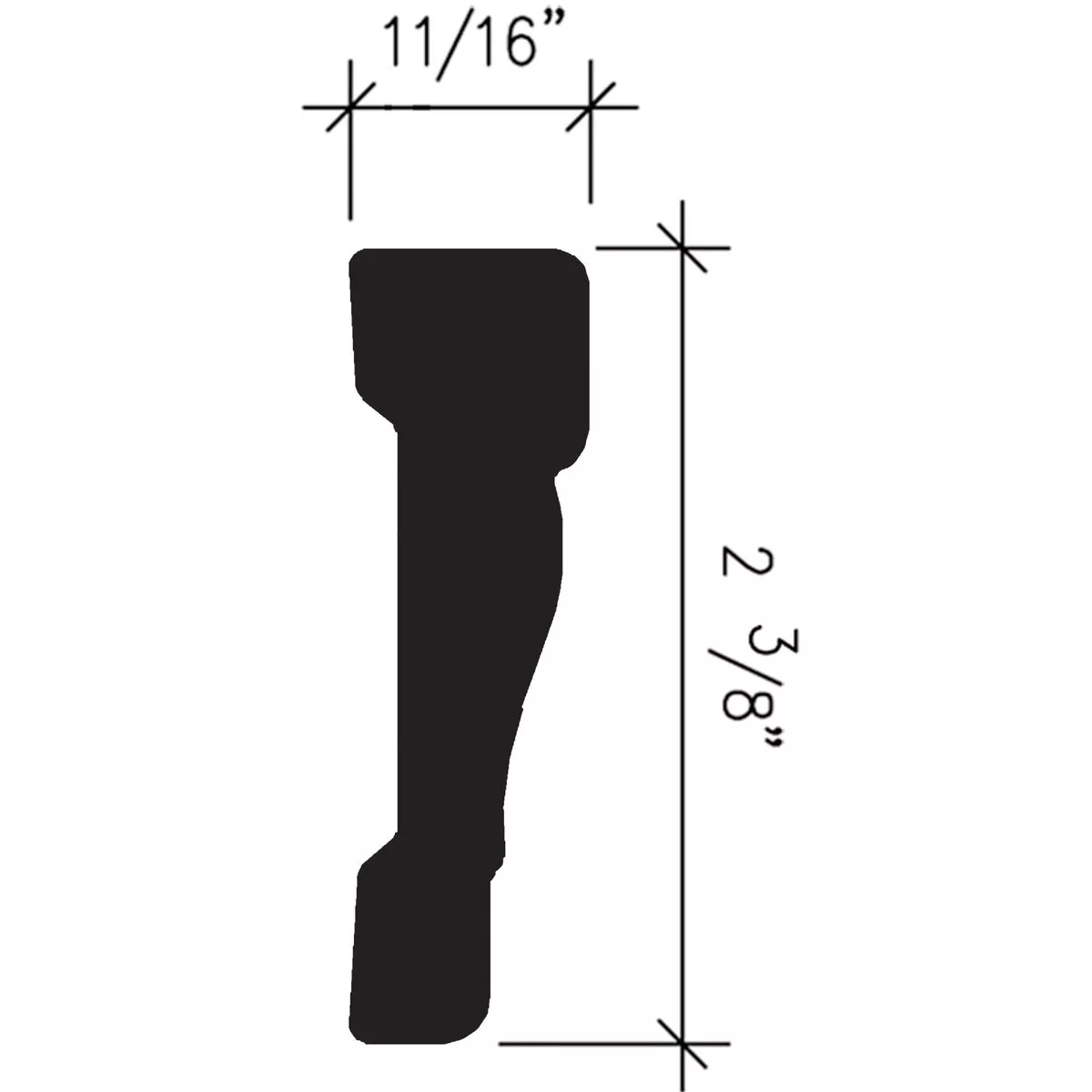 Inteplast Building Products 11/16 In. W. x 2-3/8 In. H. x 7 Ft. L. Independence Cherry Polystyrene Colonial Casing - photo 4
