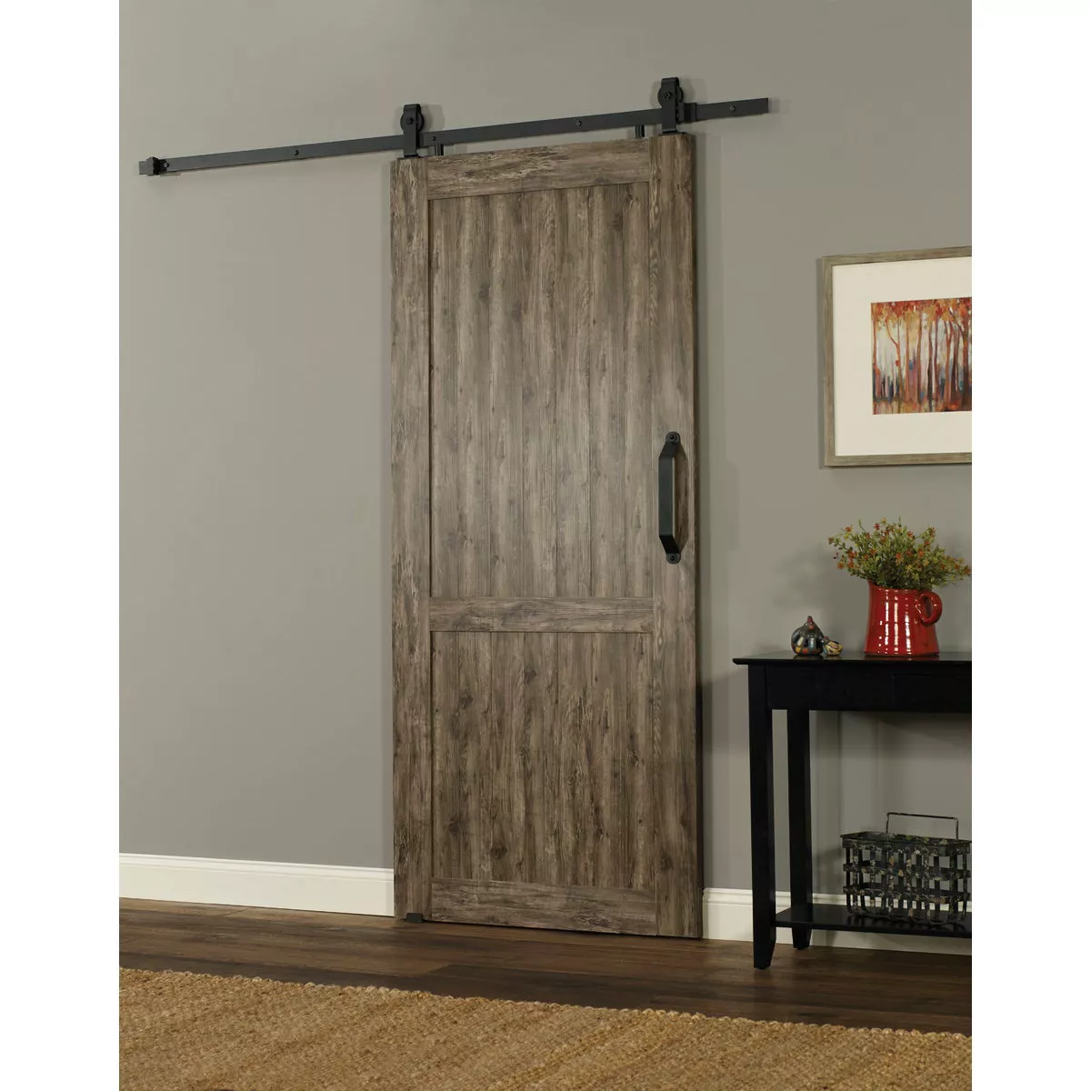Millbrooke 36 In. x 84 In. x 1.3 In. H-Style Weathered Gray PVC Barn Door Kit - photo 2
