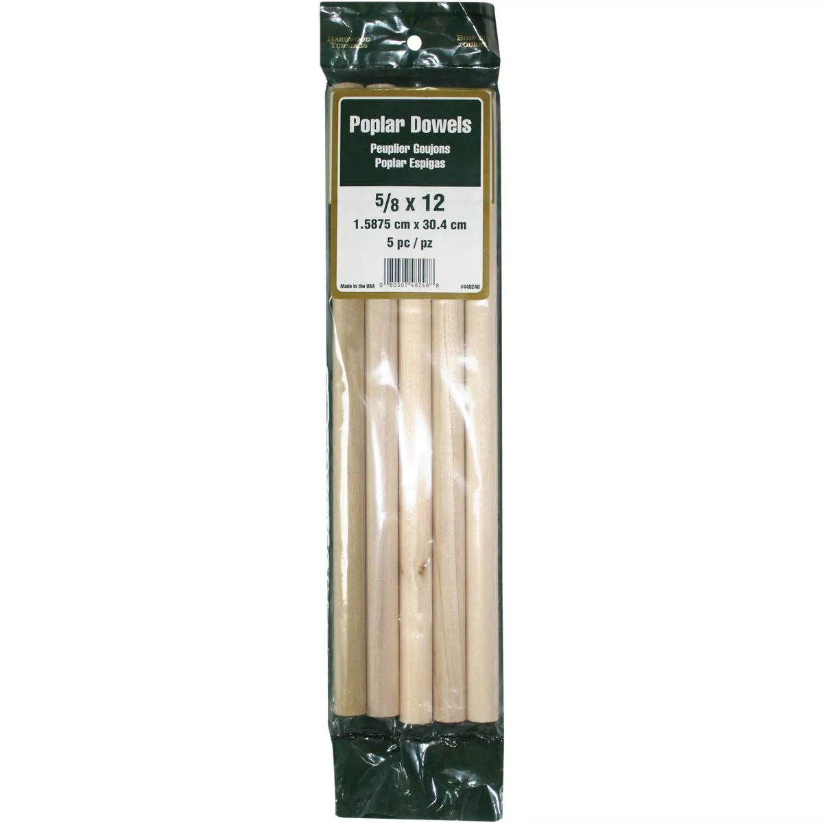 Madison Mill 5/8 In. x 12 In. Poplar Dowel Rod (5 Pieces)