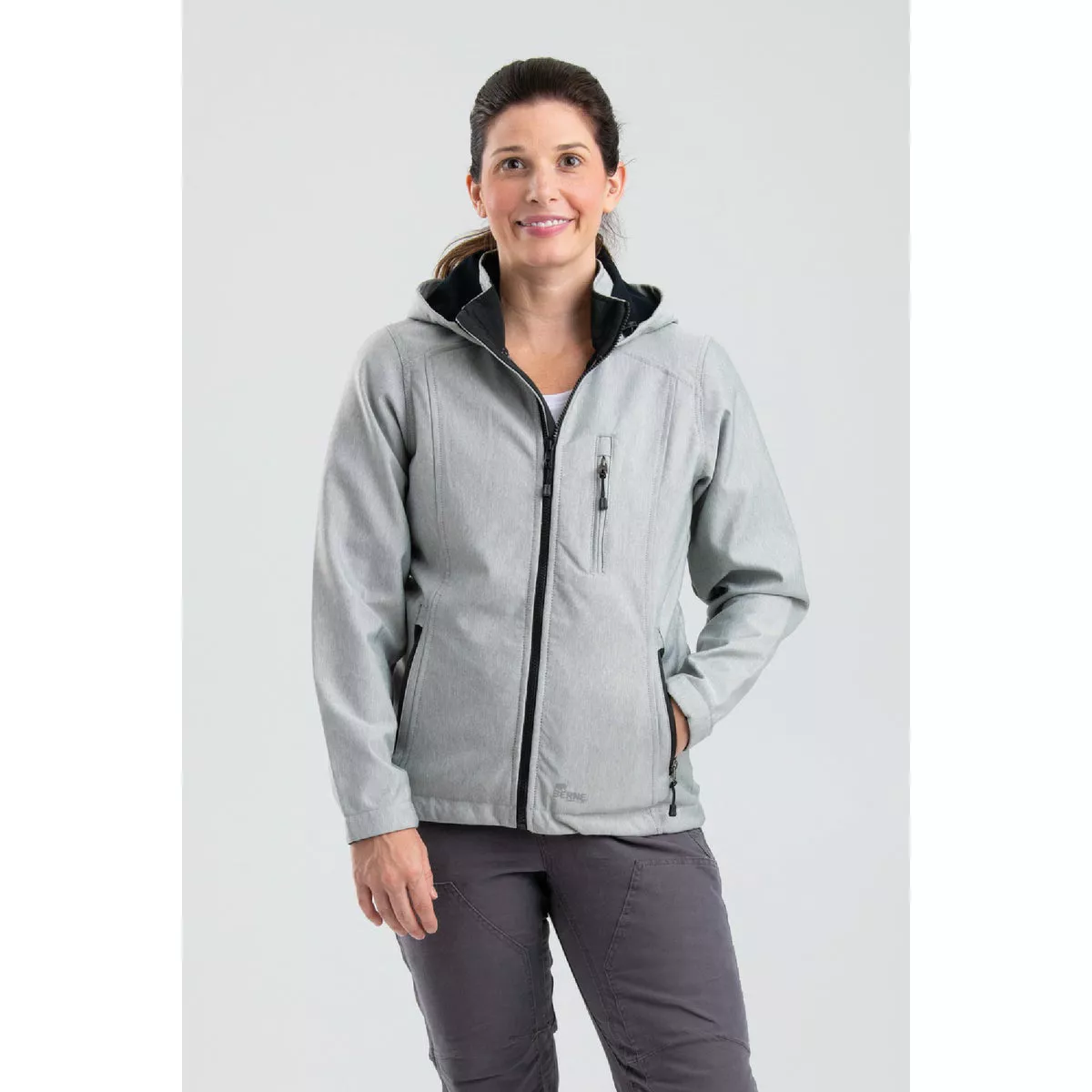 Berne Women's Small Regular Gray Hooded Softshell Jacket