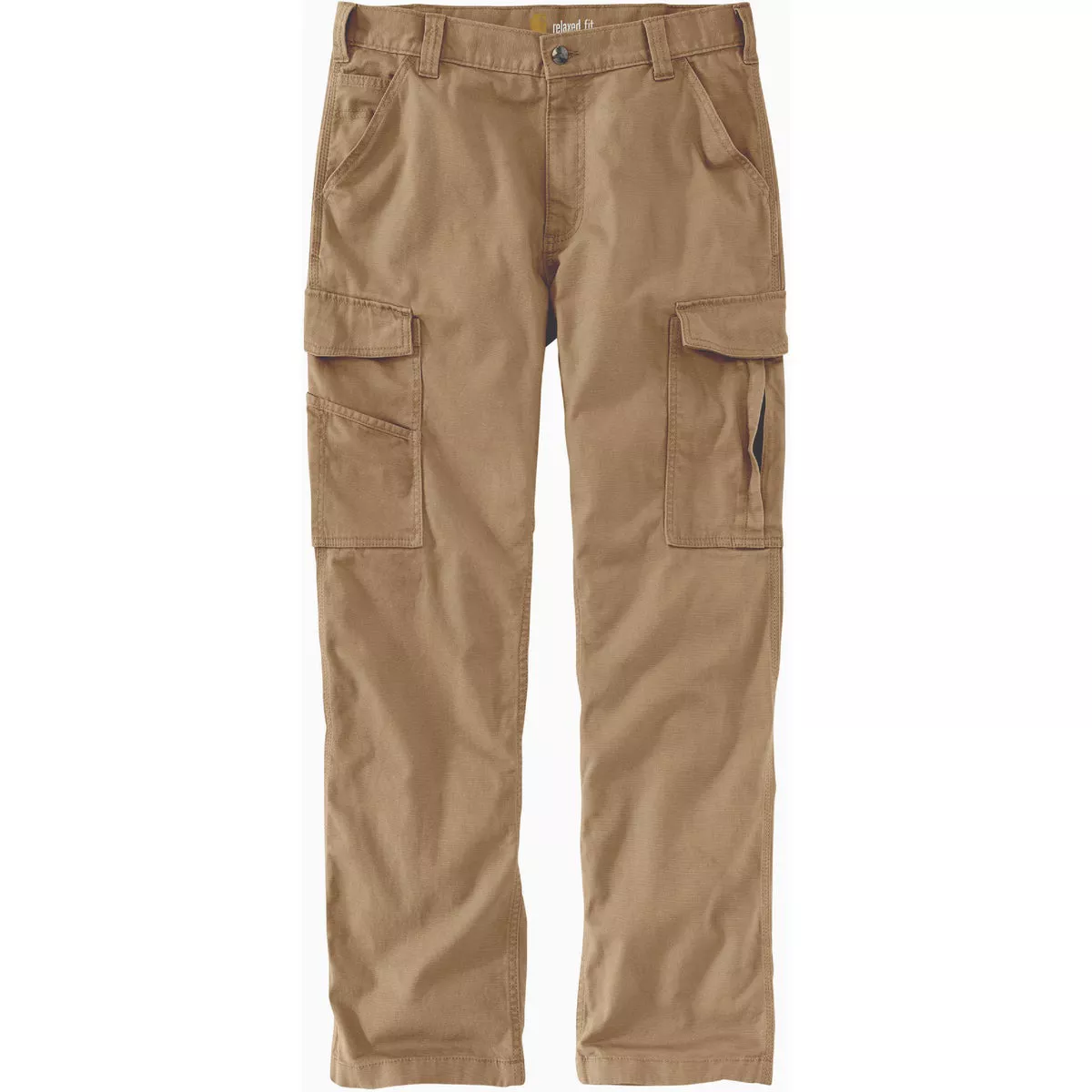 Carhartt Rugged Flex Men's 38x34 Dark Khaki Canvas Cargo Work Pants, Relaxed Fit