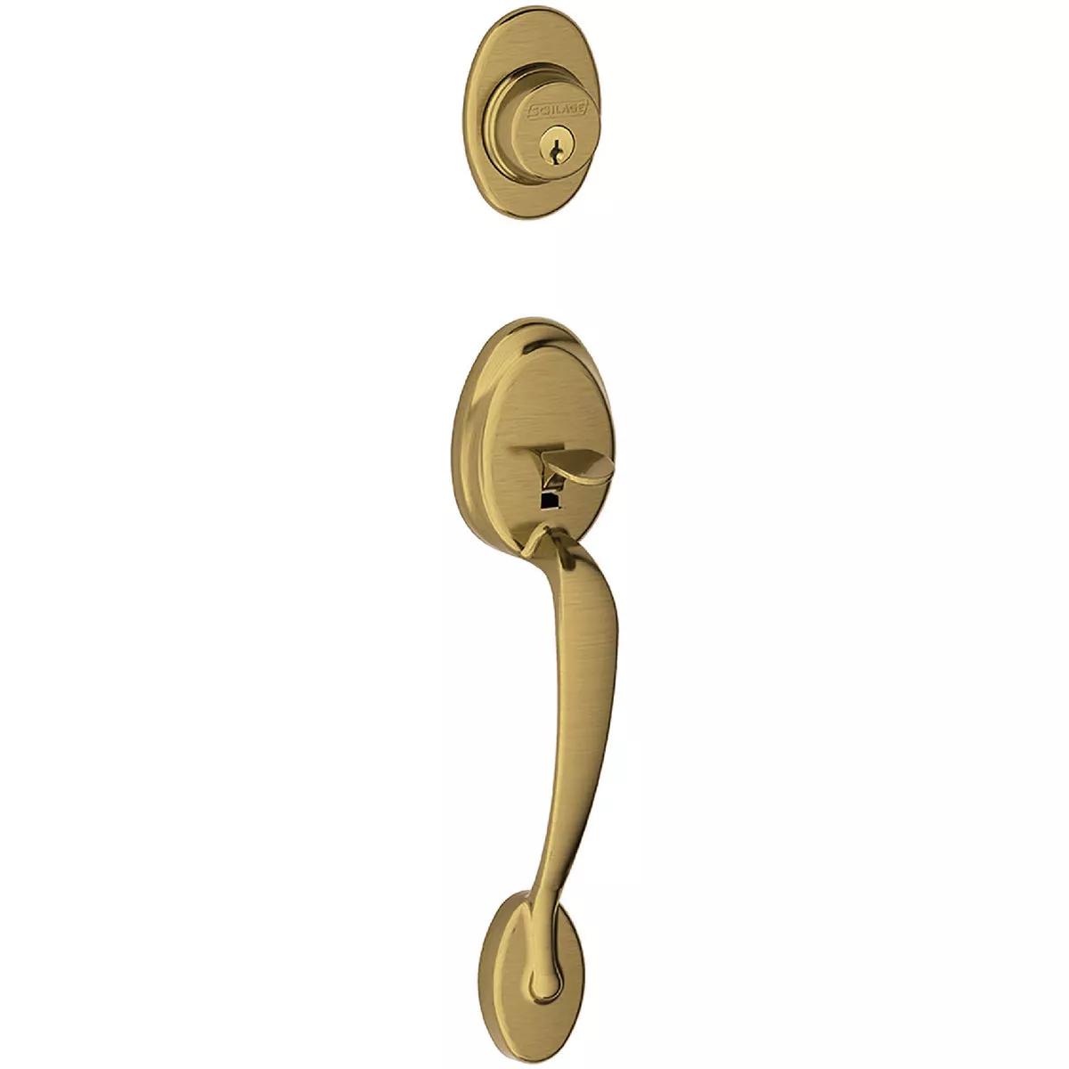 Schlage F Series Plymouth Antique Brass Outside Entry Door Handleset