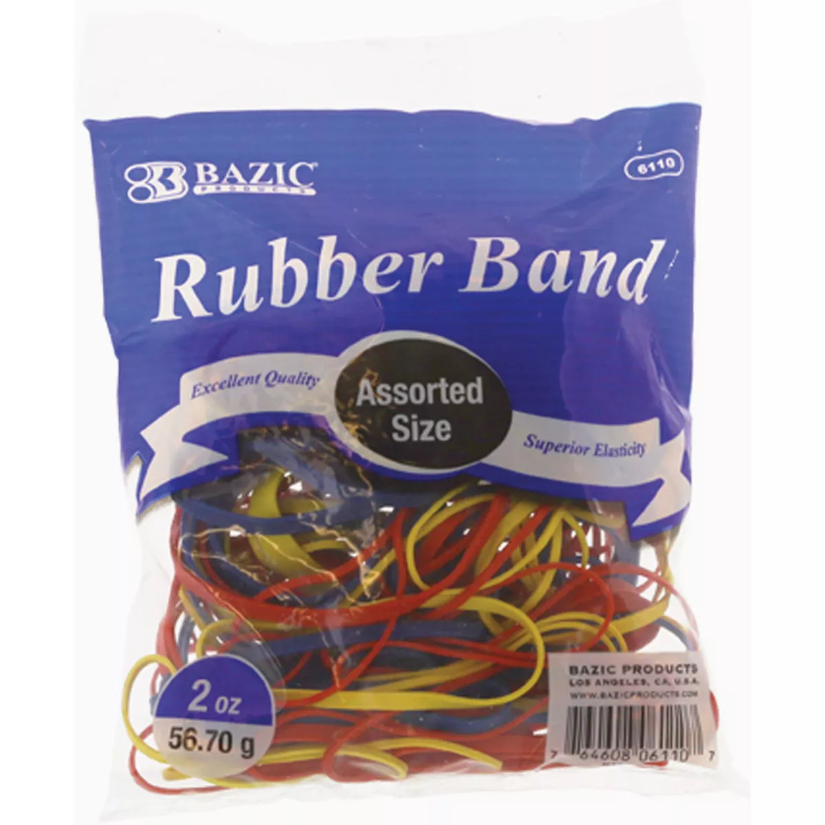 Bazic Products 2 Oz./56.70g Assorted Sizes and Colors Rubber Bands