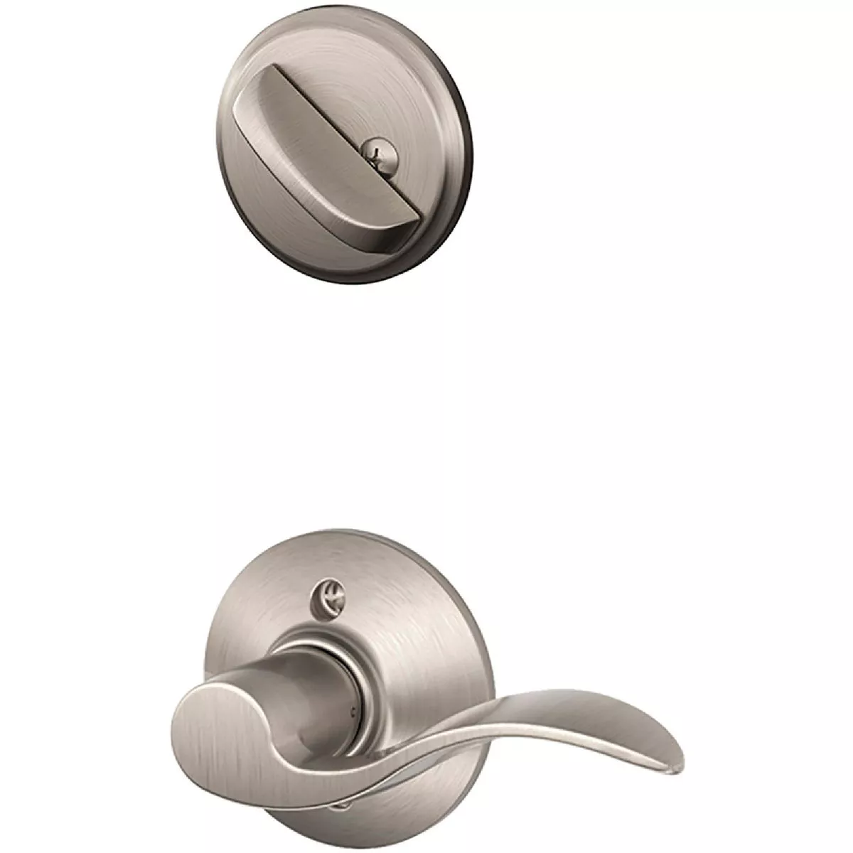 Schlage F Series Accent Satin Nickel Left Hand Inside Entry Door Handleset