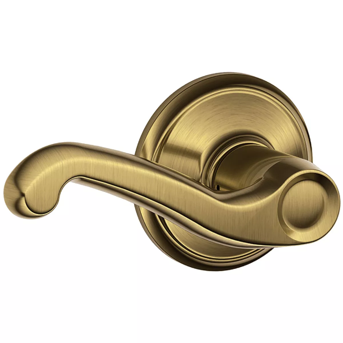 Schlage F Series Passage Function, Flair Lever, 609 Antique Brass Finish
