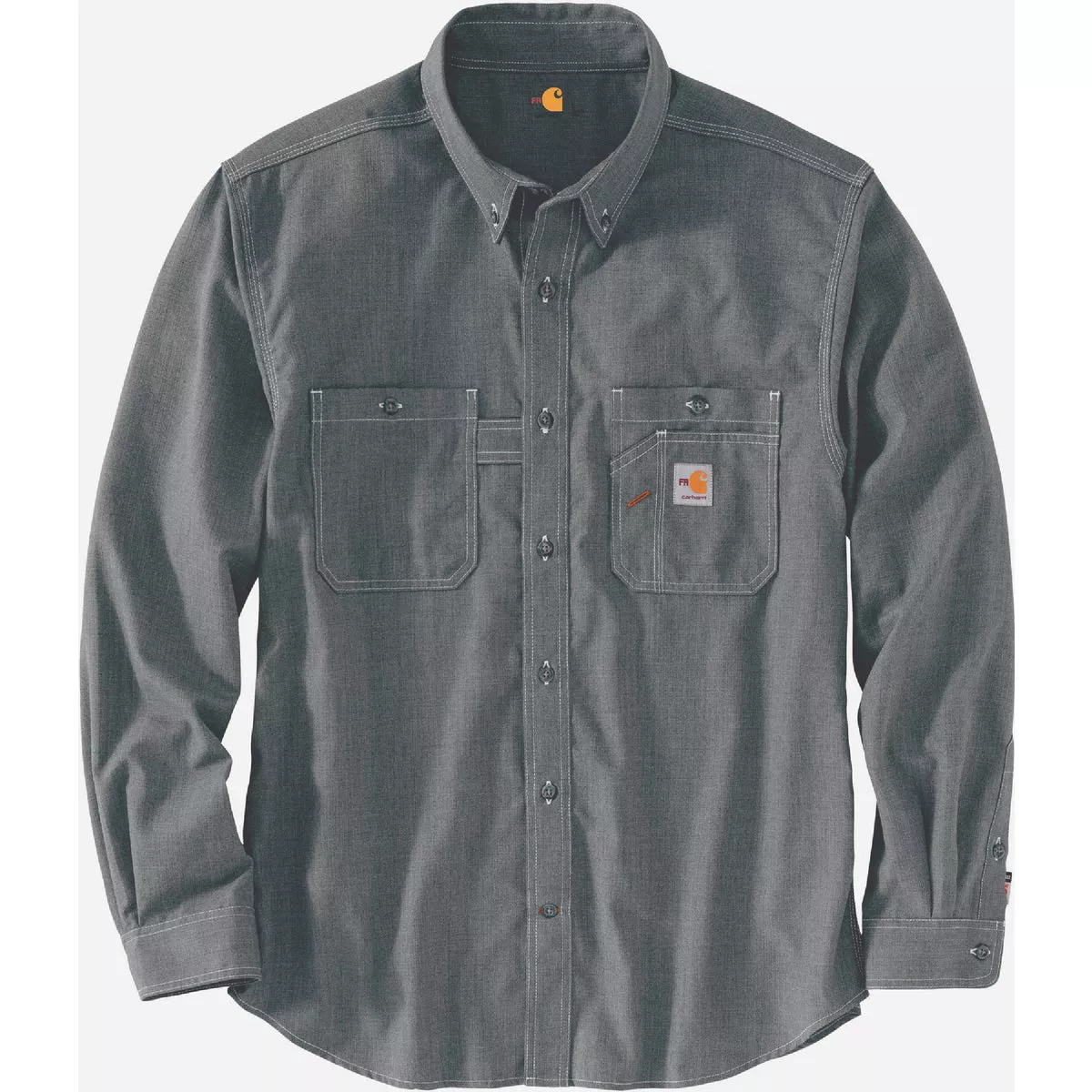 Carhartt Force Men's Small Regular Gray Long Sleeve Flame-Resistant Lightweight Button Down Shirt, Original Fit