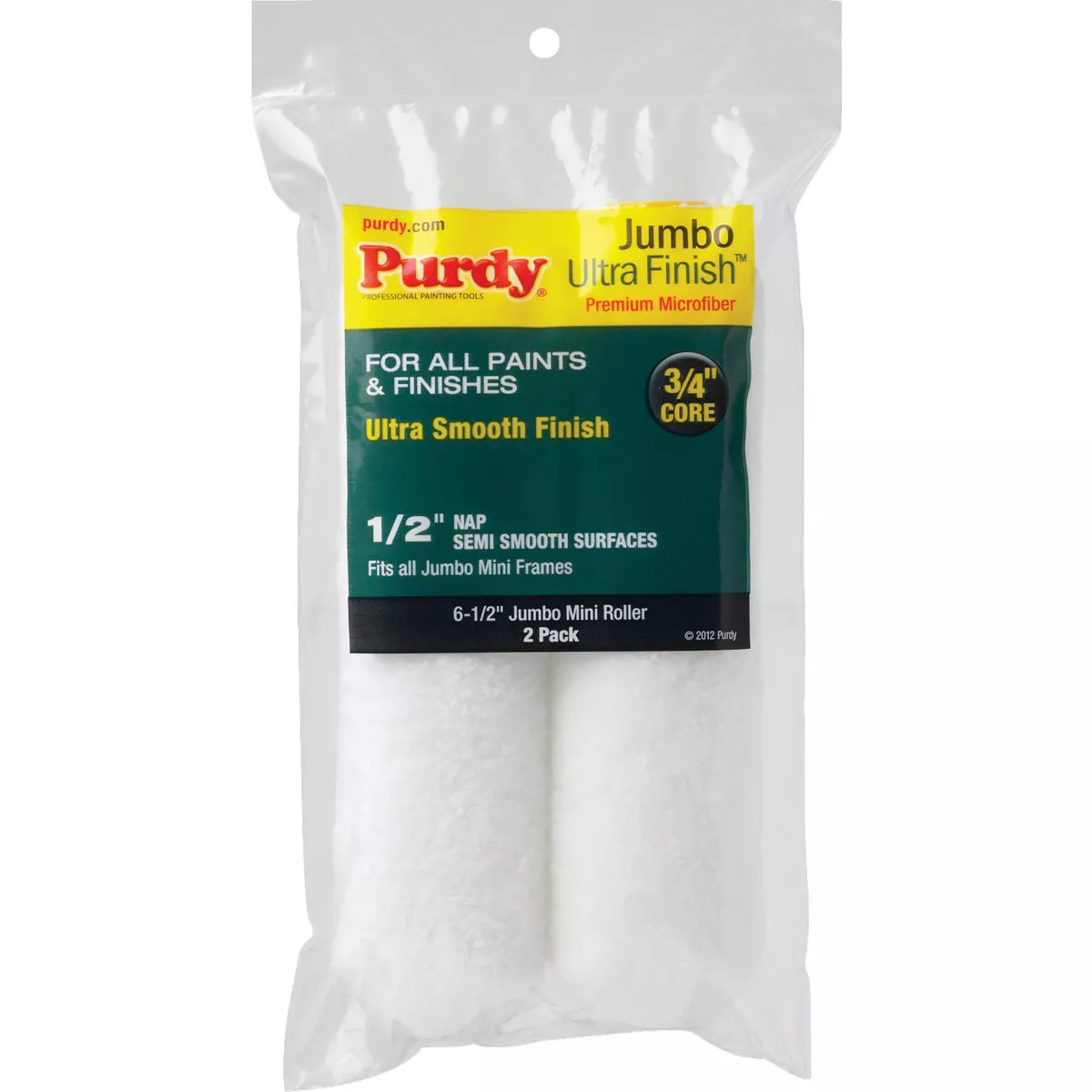 Purdy Ultra Finish Jumbo Mini Roller Cover, 6-1/2 x 1/2 in., 2 count