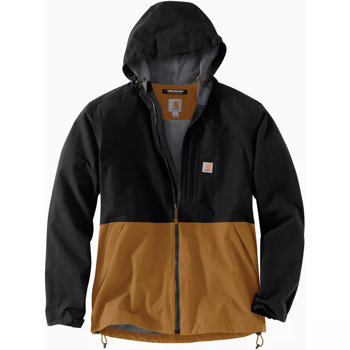 Carhartt Storm Defender Men's 2XL Regular Black/Brown Nylon/Mesh Midweight Utility Jacket, Loose Fit