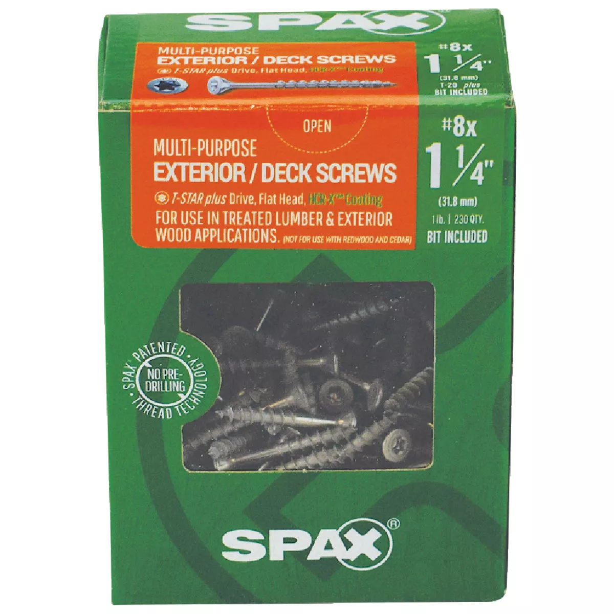 SPAX #8 x 1-1/4 In. T20 Plus Flat Head HCR-X (Exterior Rated) Deck Screw (230 Ct.) - photo 2