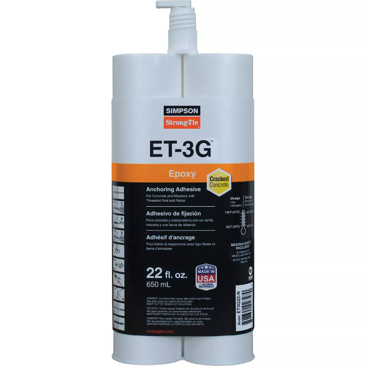 Simpson Strong-Tie 22 Oz. Epoxy Adhesive Cartridge with Nozzle & Extension